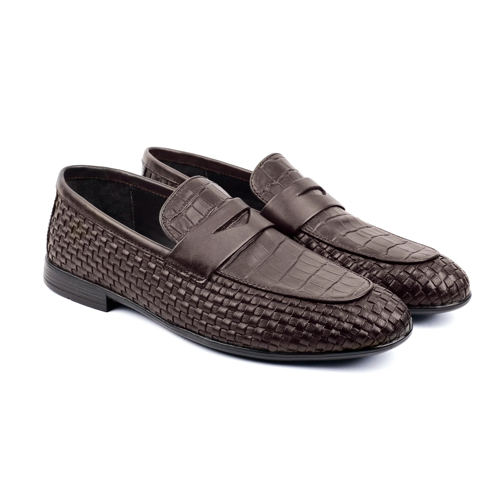 TEXTURED LEATHER BROWN SHOES