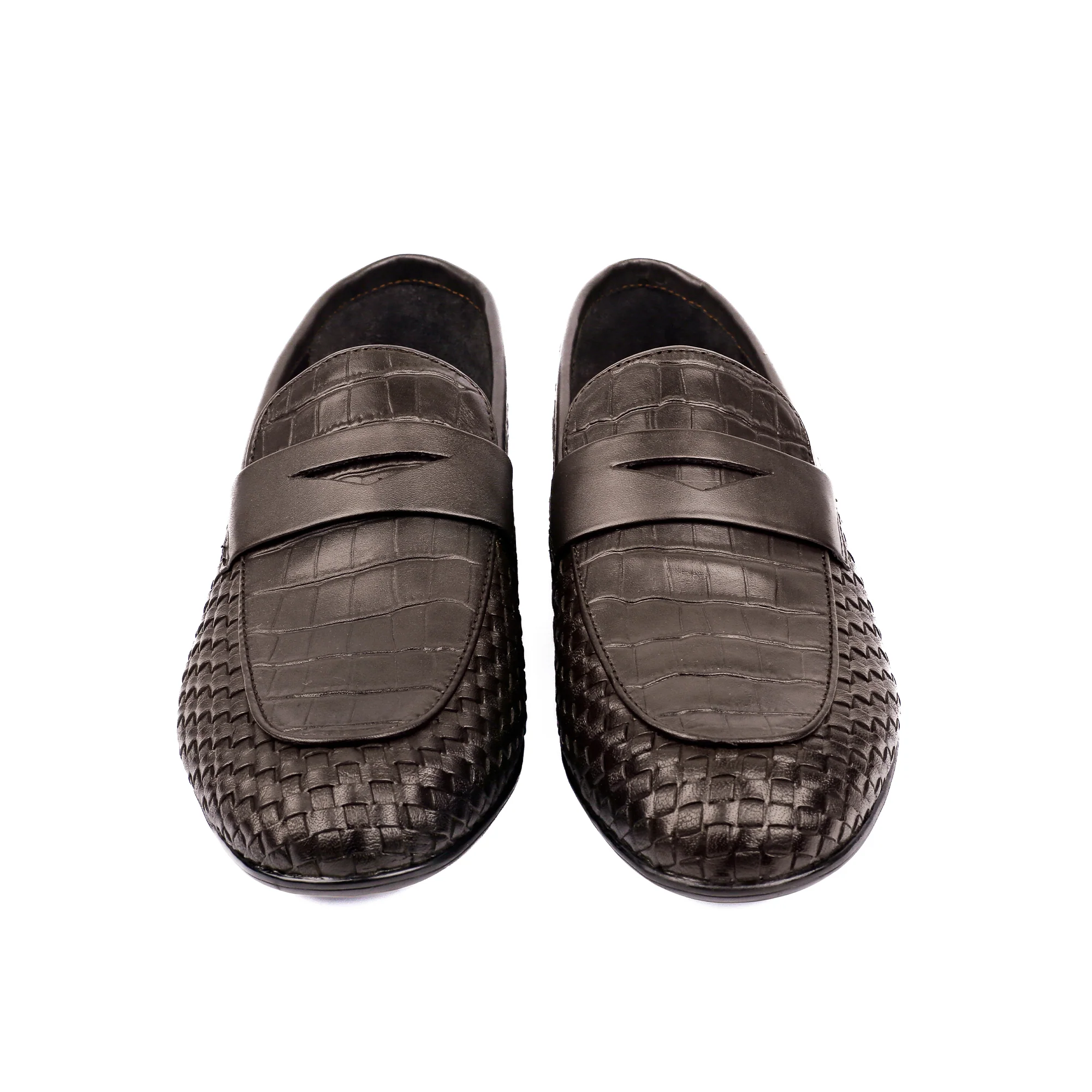 TEXTURED LEATHER BROWN SHOES - Image 3