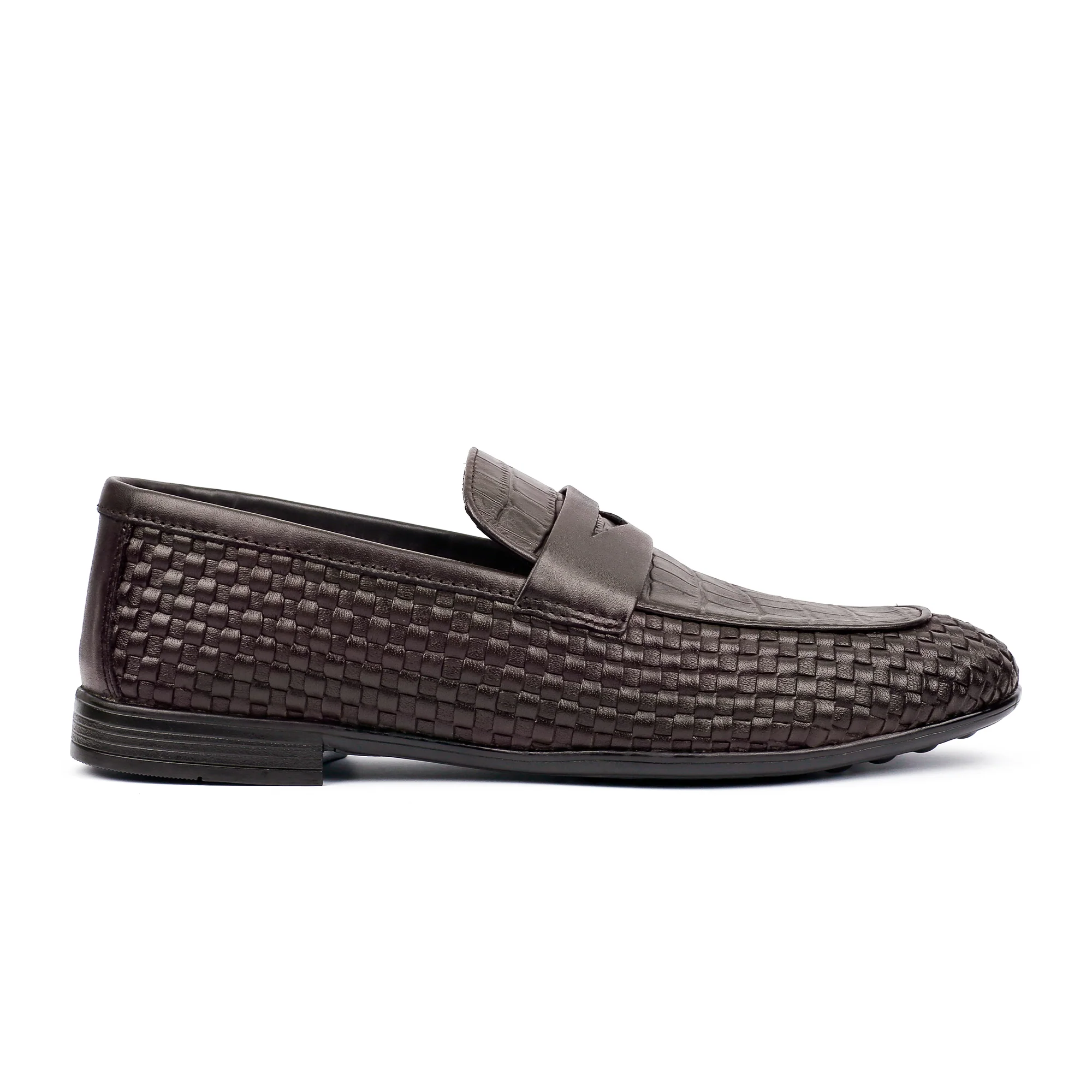 TEXTURED LEATHER BROWN SHOES - Image 4