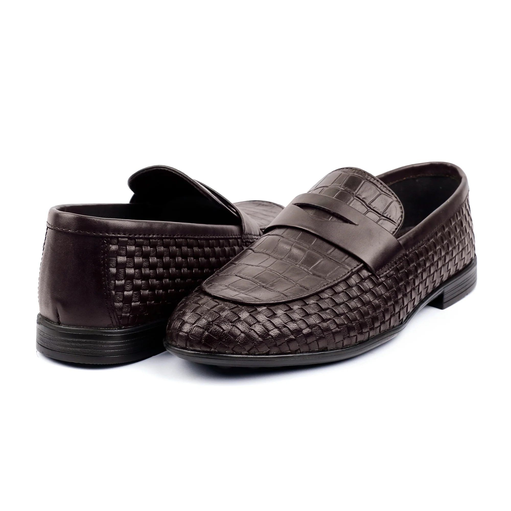 TEXTURED LEATHER BROWN SHOES - Image 5