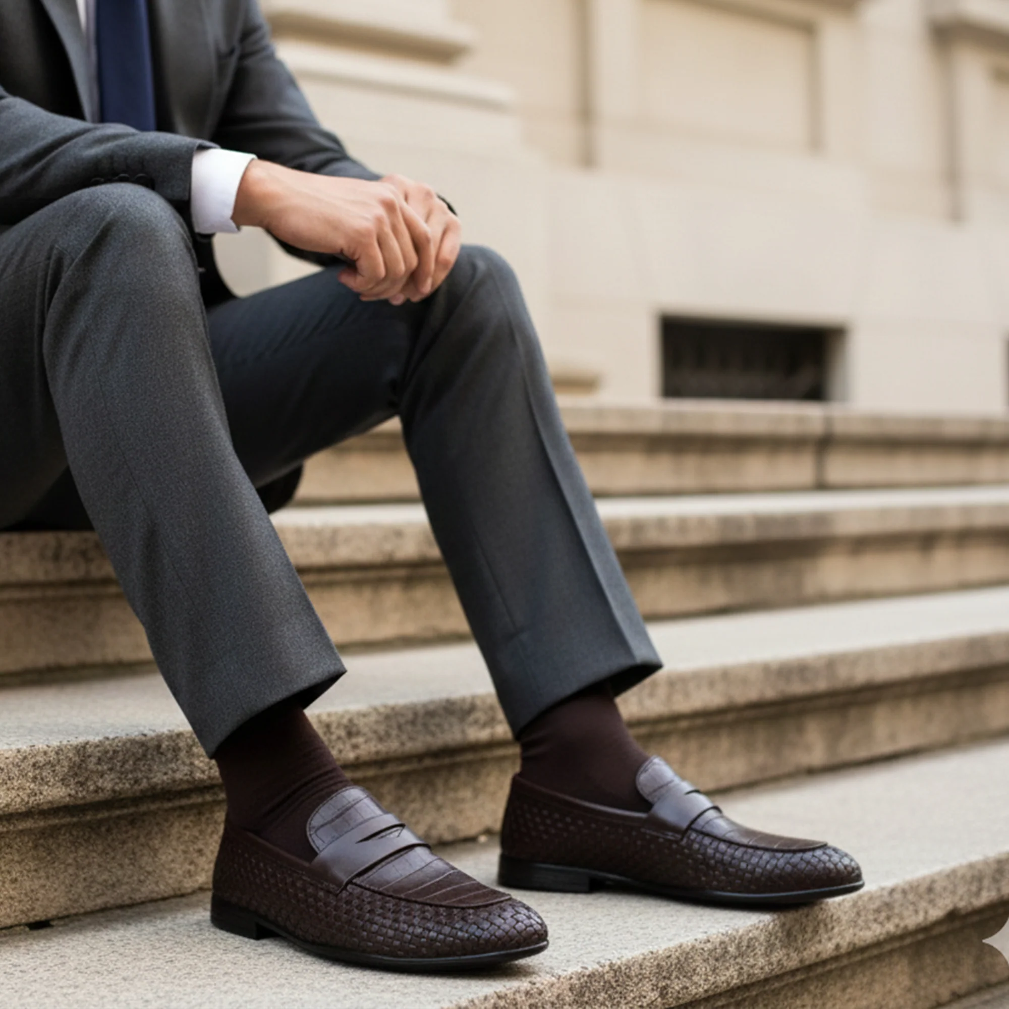 TEXTURED LEATHER BROWN SHOES - Image 6