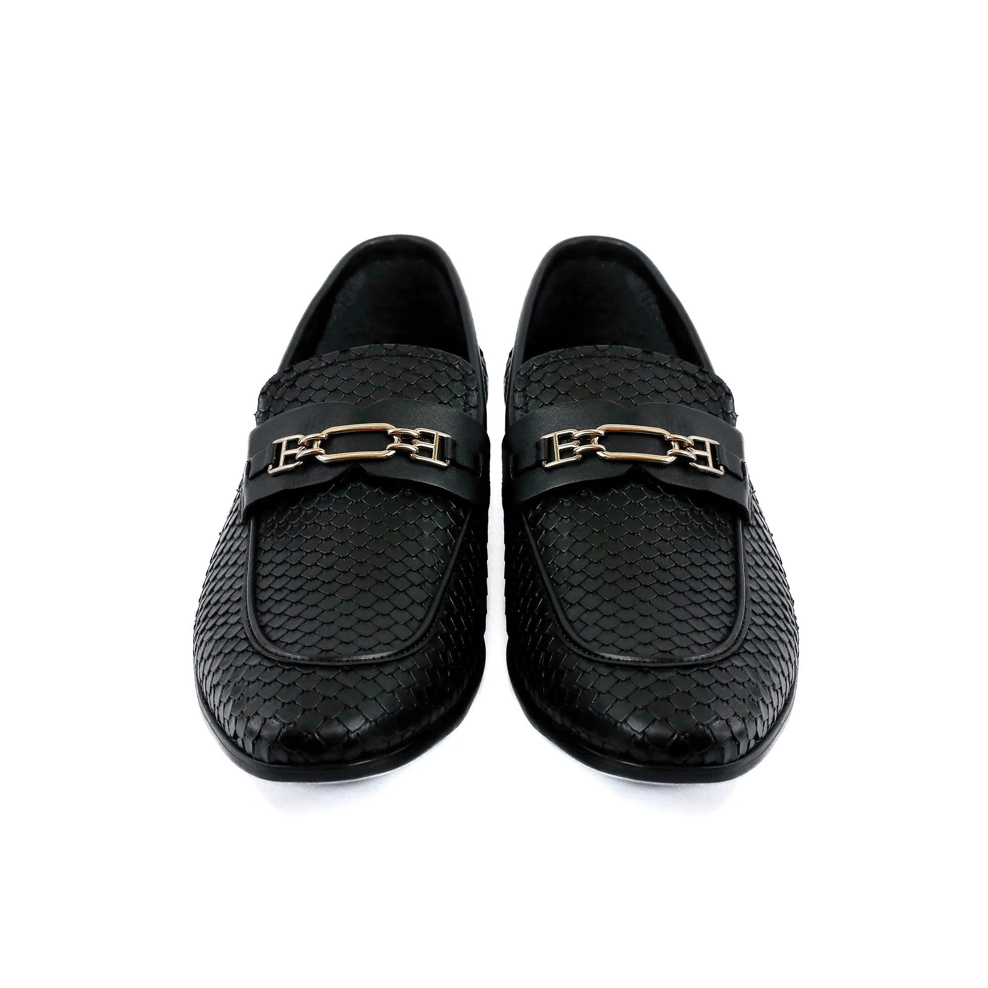 BLACK TEXTURED LEATHER SHOES - Image 3