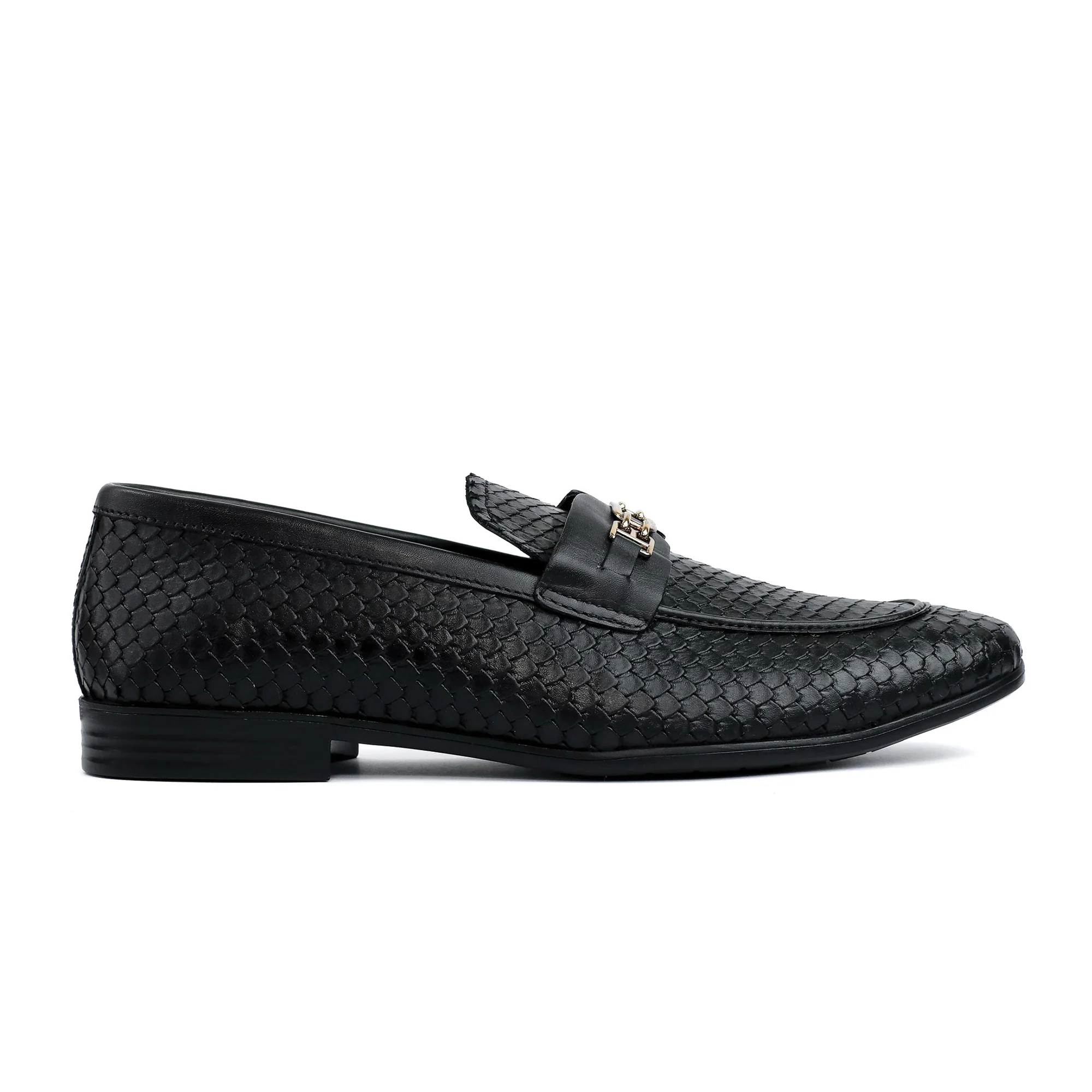 BLACK TEXTURED LEATHER SHOES - Image 4
