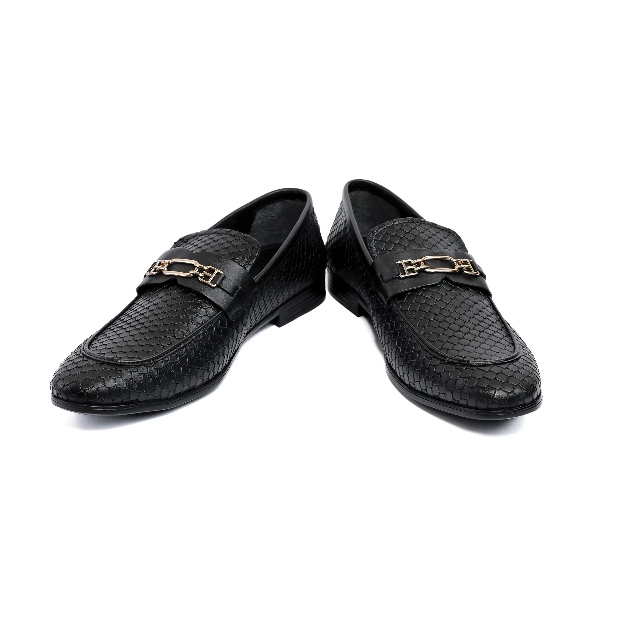 BLACK TEXTURED LEATHER SHOES - Image 6