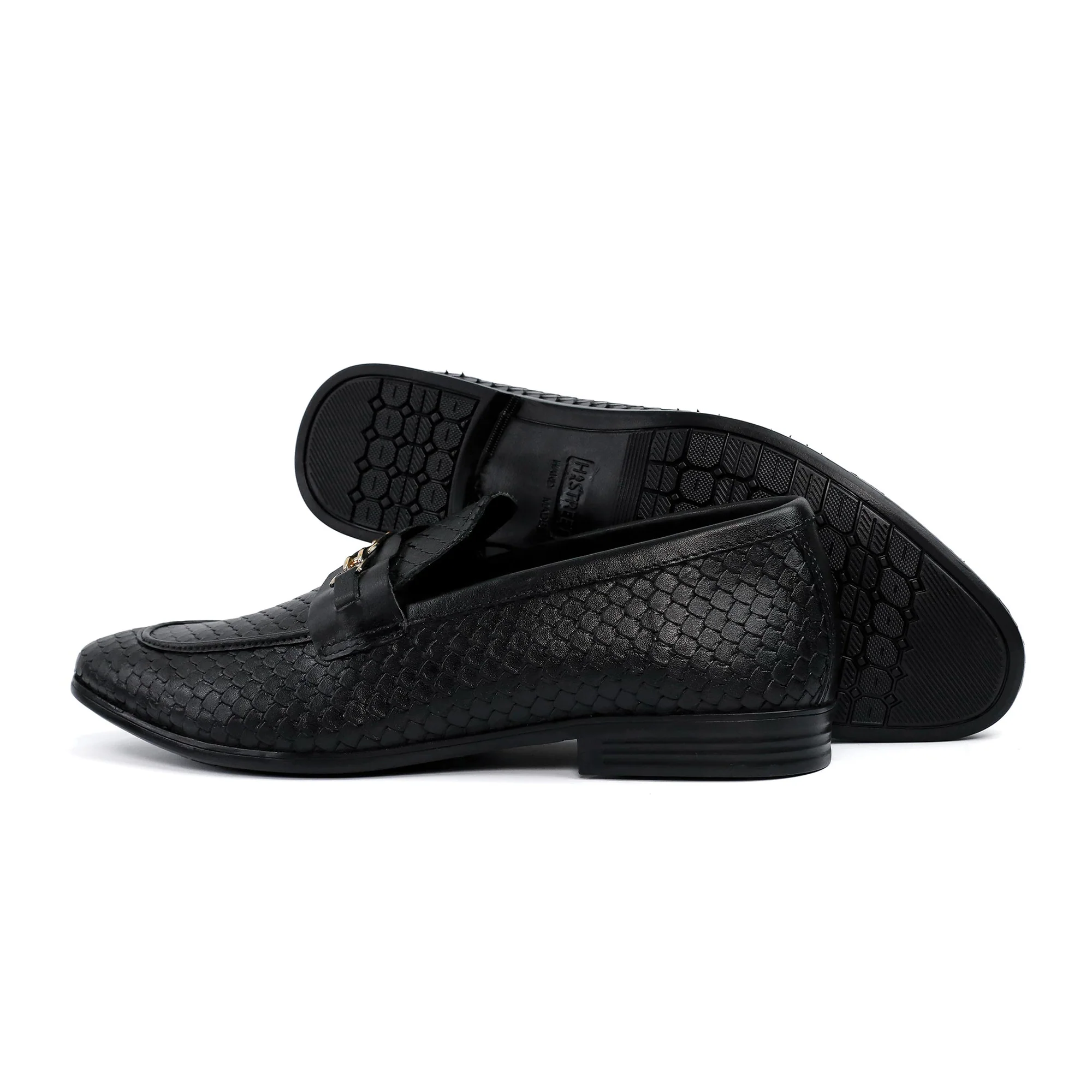 BLACK TEXTURED LEATHER SHOES - Image 7