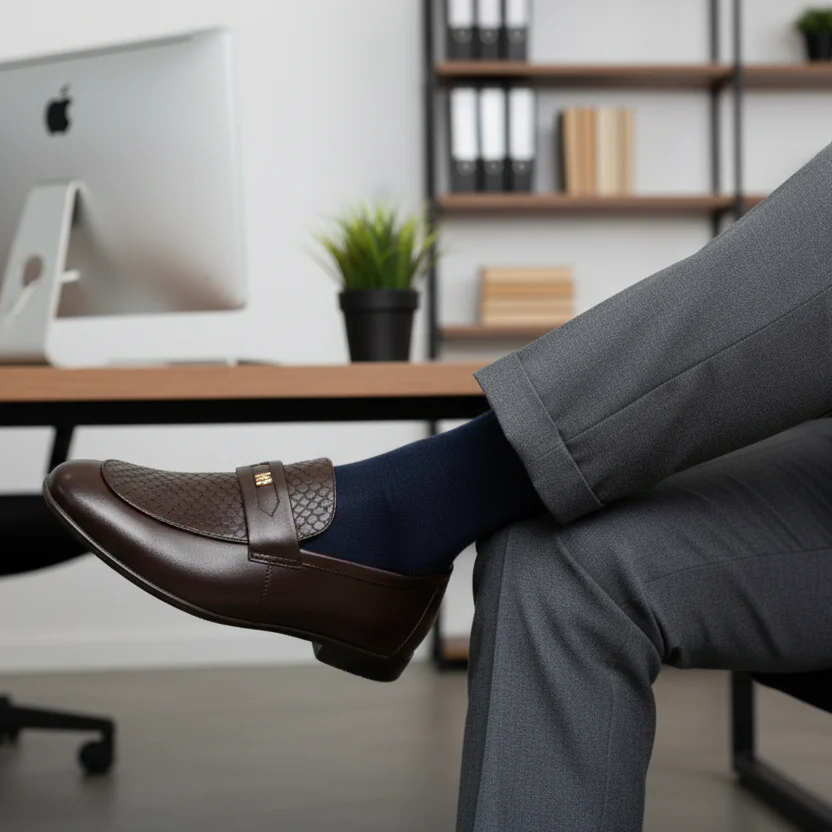 BROWN SPLIT LEATHER SHOES - Image 9