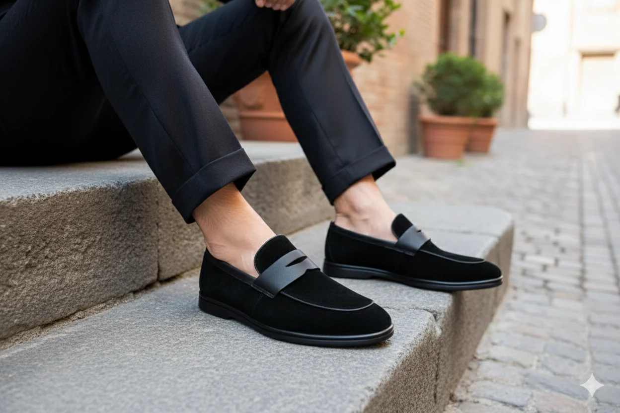 BLACK SUEDE LEATHER LOAFERS - Image 8