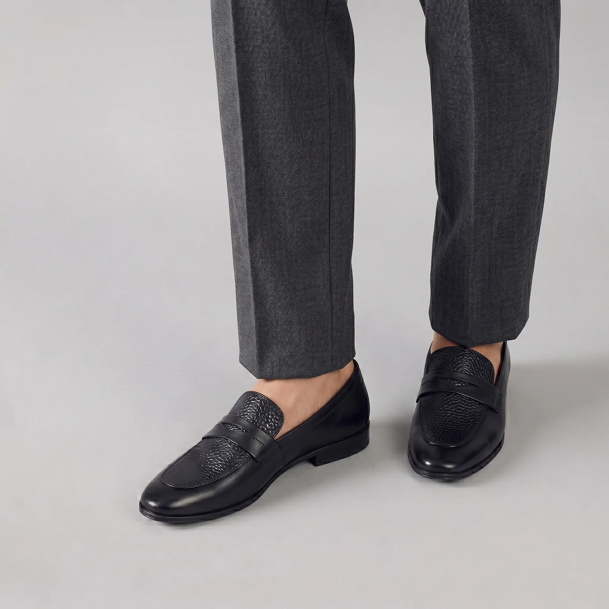 BLACK SPLIT LEATHER SHOES - Image 2