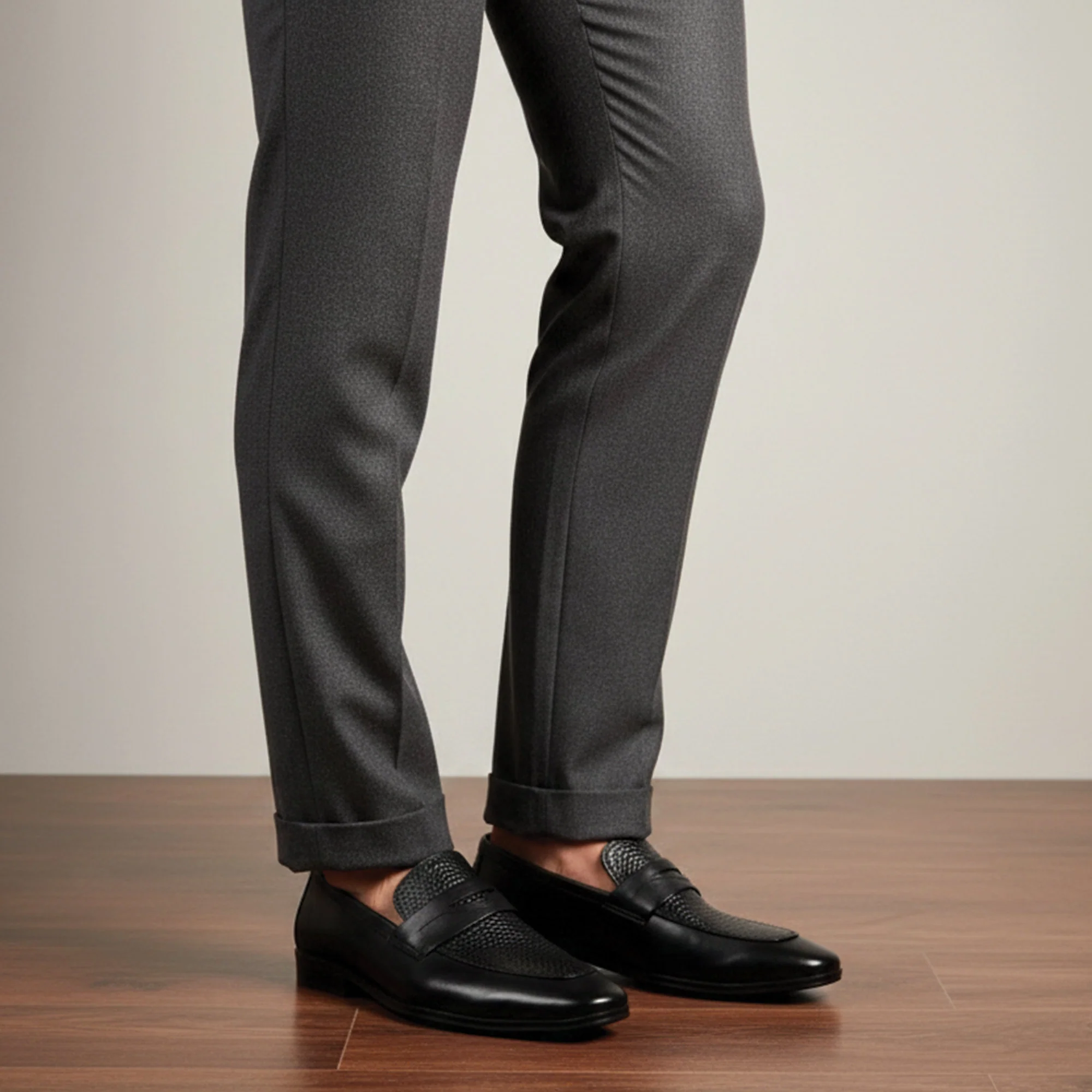 BLACK SPLIT LEATHER SHOES - Image 6