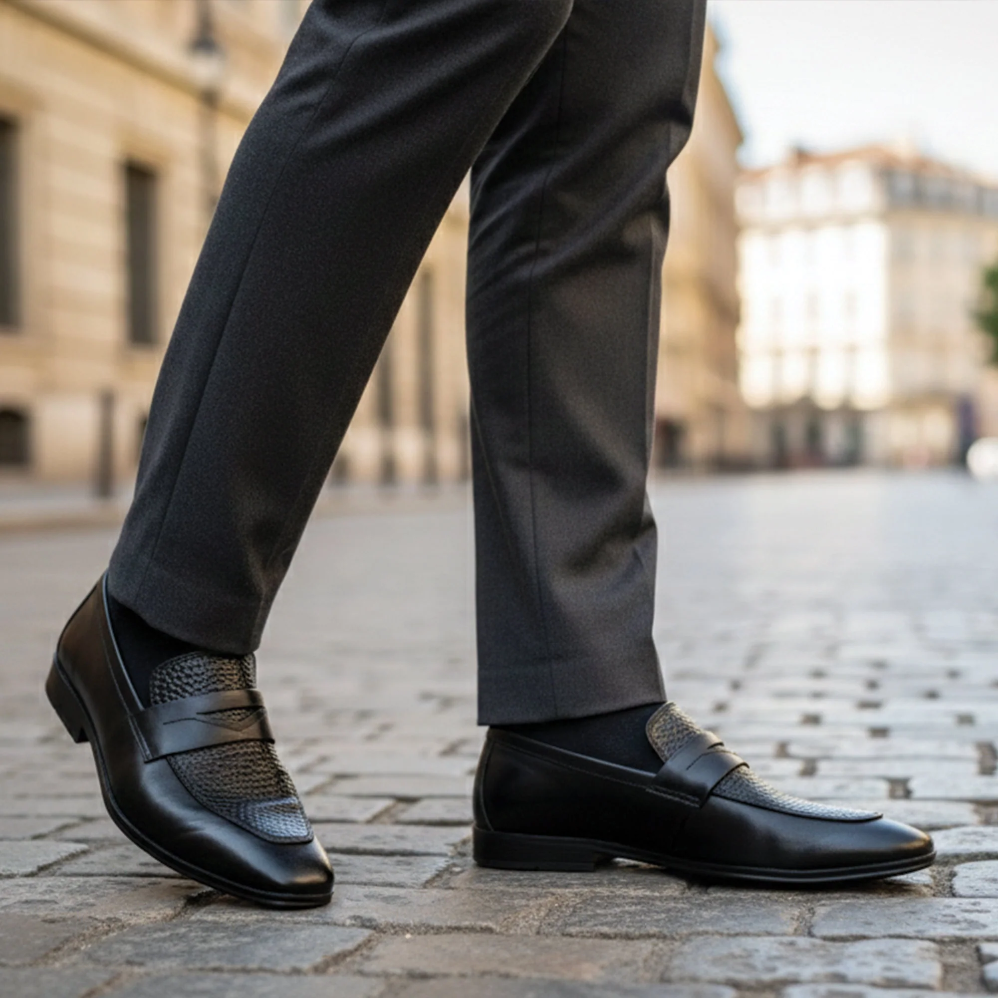 BLACK SPLIT LEATHER SHOES - Image 8