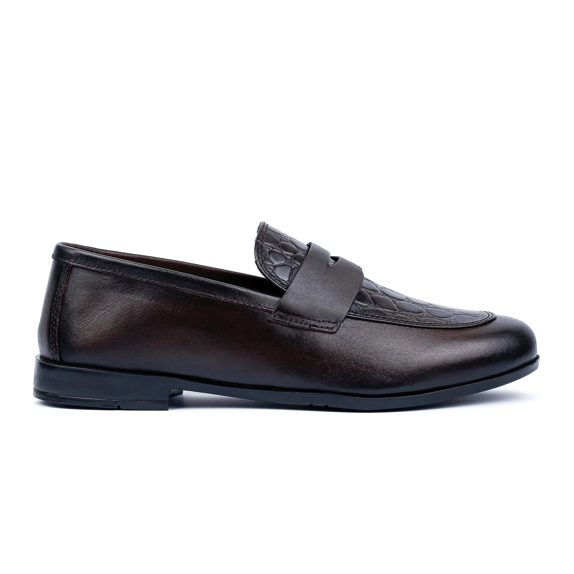 MAROON CROCO TEXTURED SHOES - Image 4