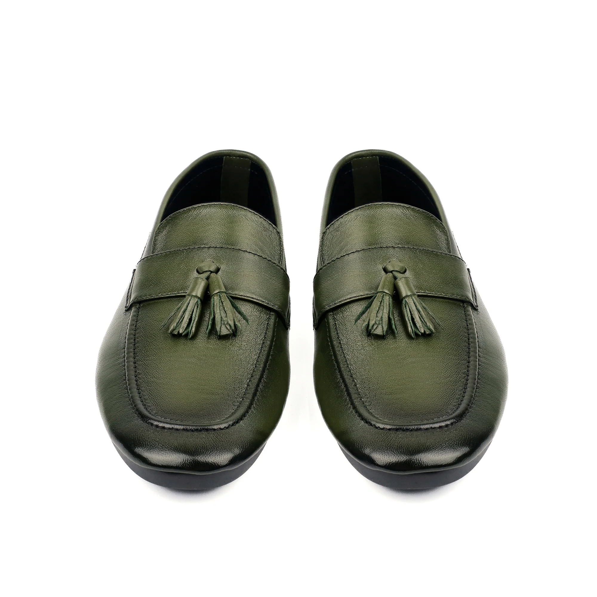 OLIVE LEATHER TASSEL LOAFER - Image 3