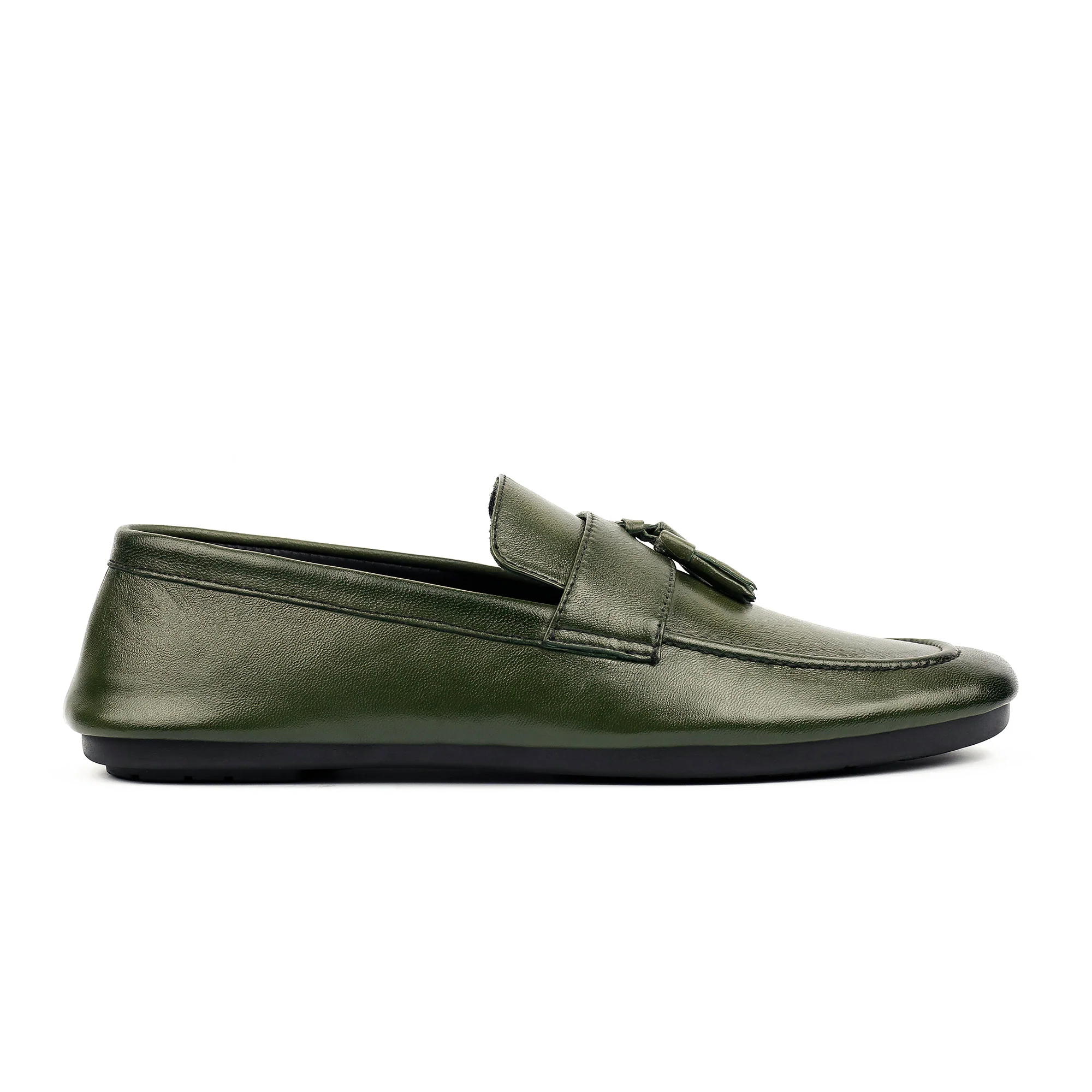 OLIVE LEATHER TASSEL LOAFER - Image 4