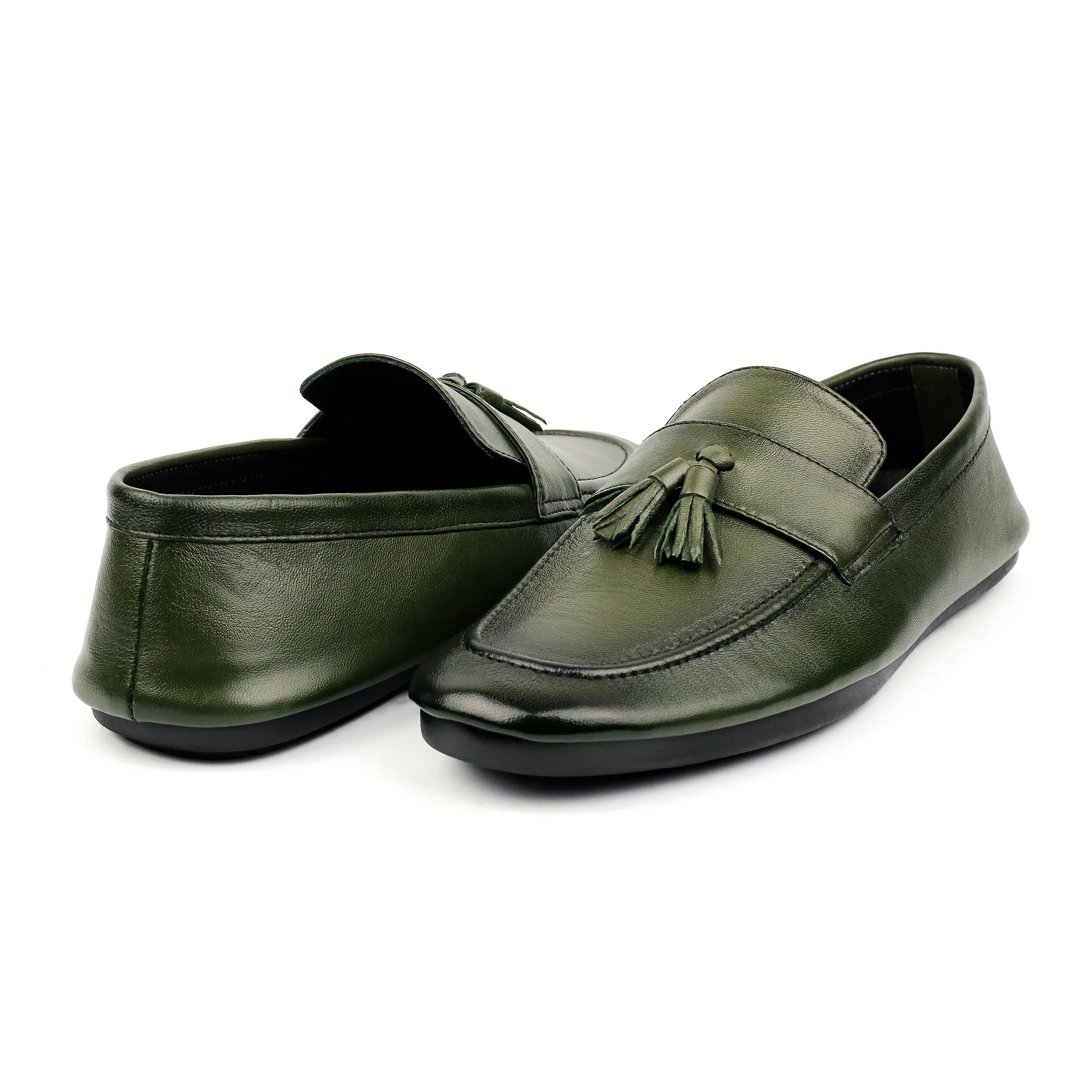 OLIVE LEATHER TASSEL LOAFER - Image 5
