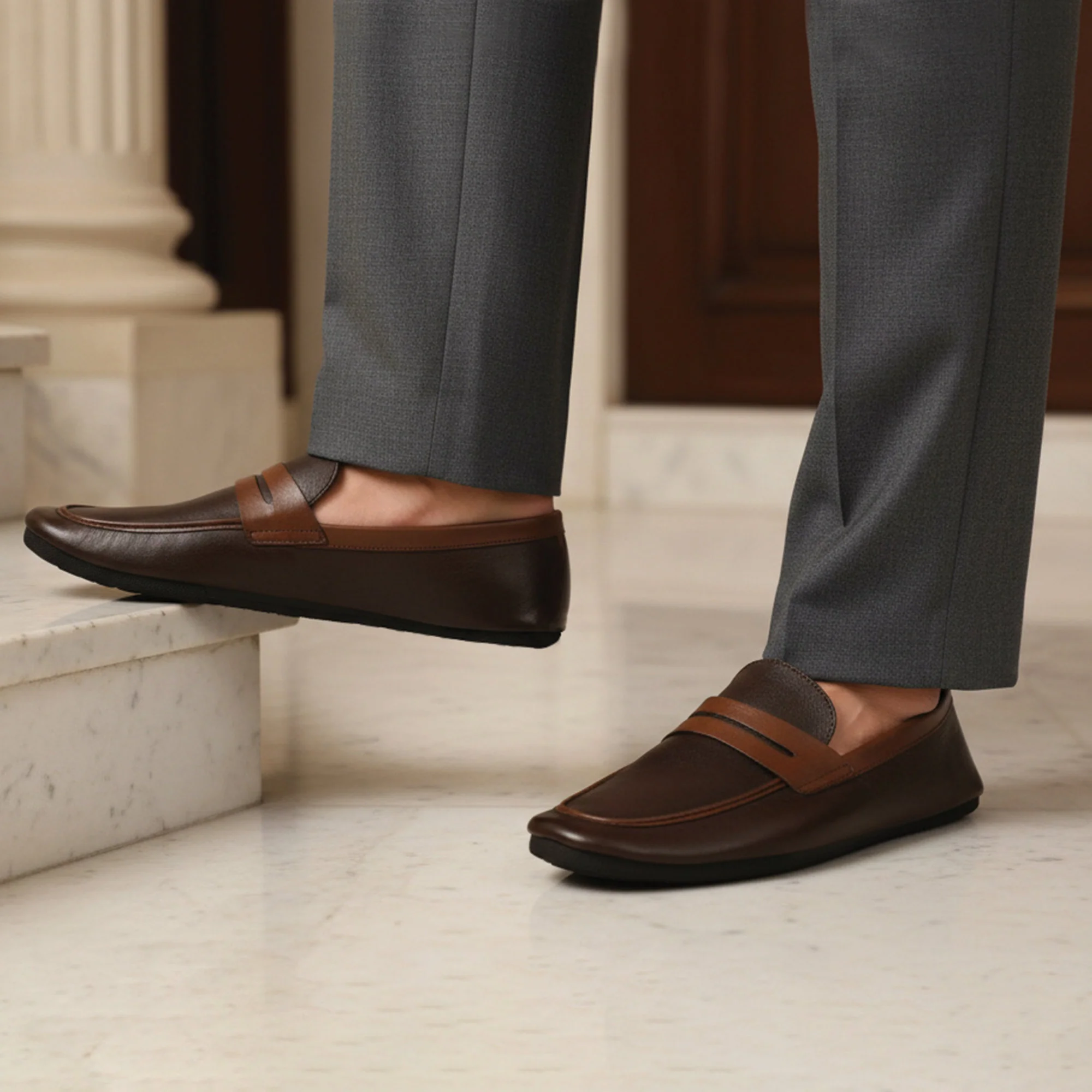 SHEEP LEATHER CONTRAST TIE SHOE - Image 6