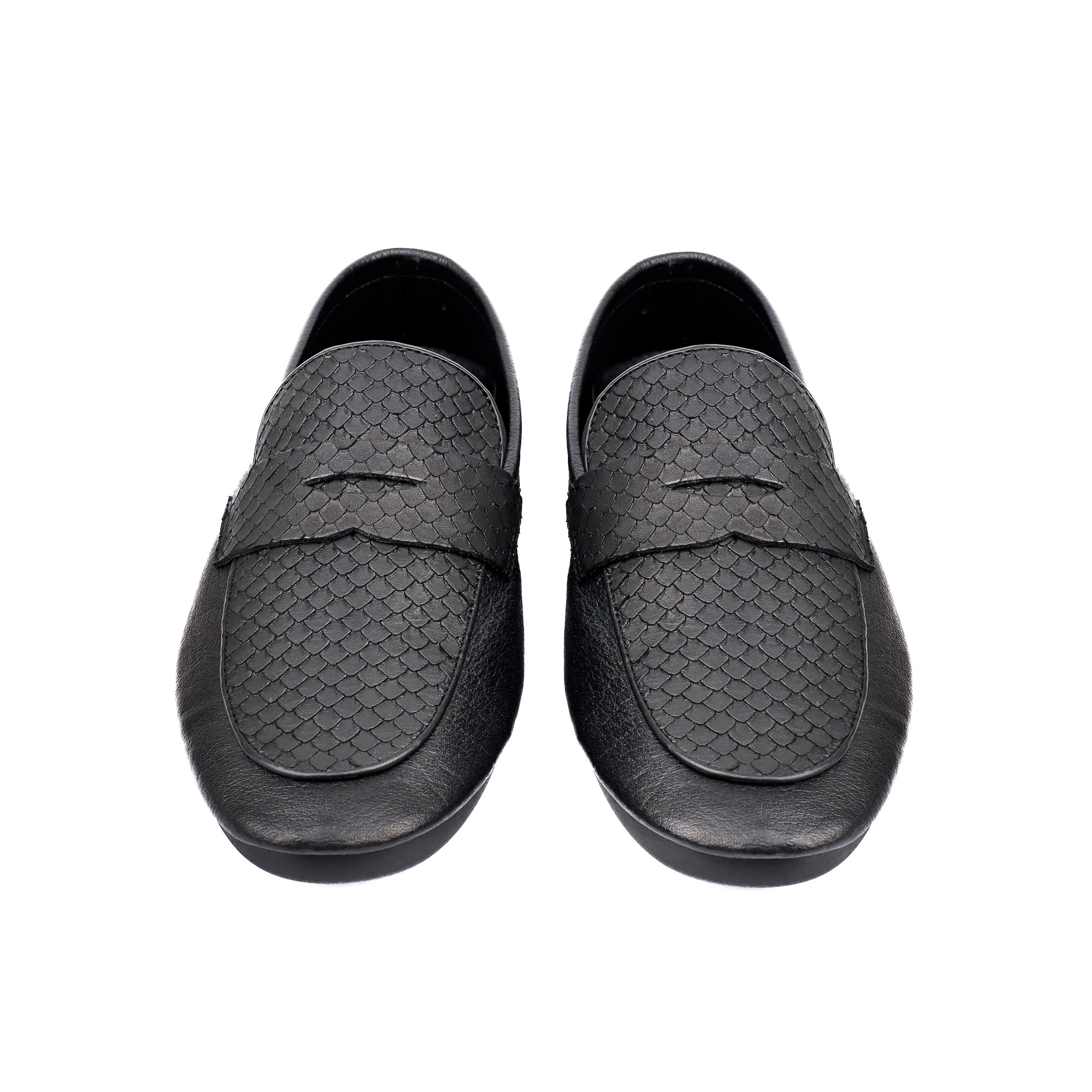 BLACK SPLIT LEATHER LOAFERS - Image 5