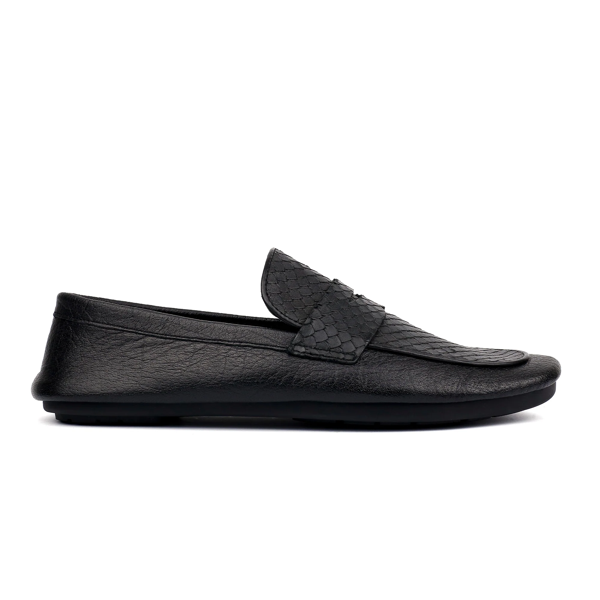 BLACK SPLIT LEATHER LOAFERS - Image 6
