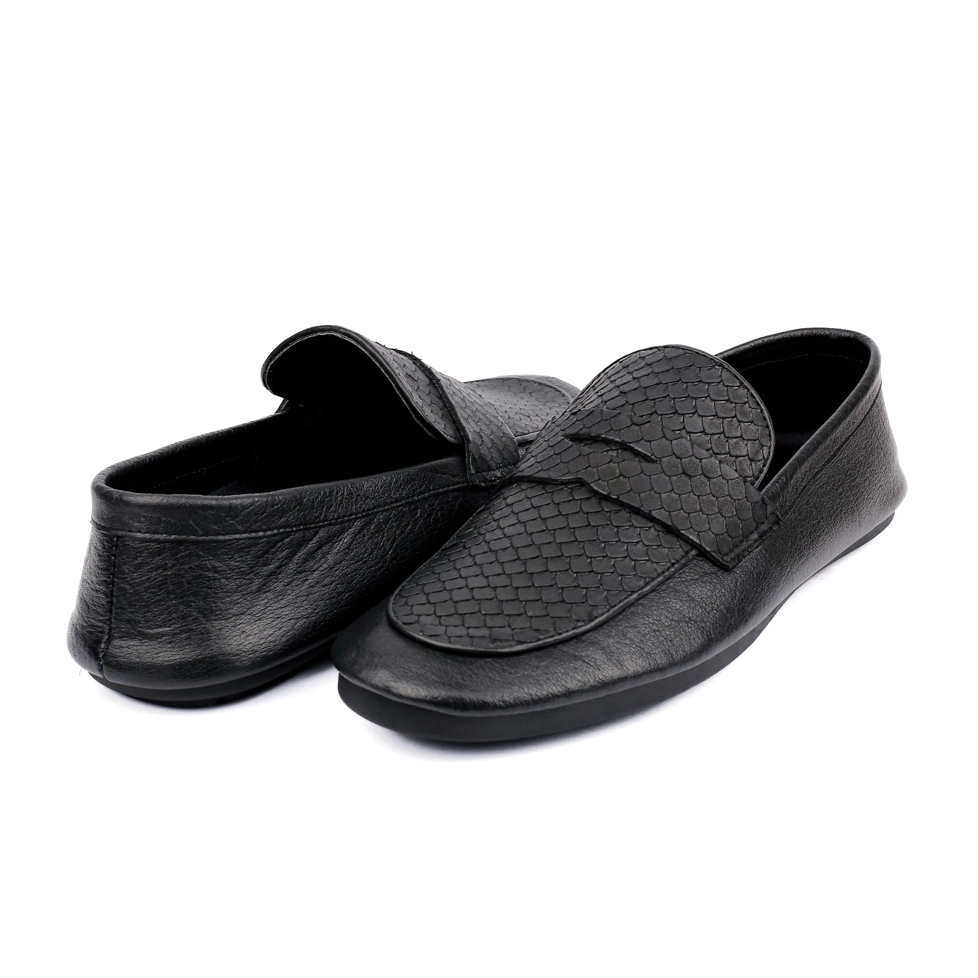 BLACK SPLIT LEATHER LOAFERS - Image 7