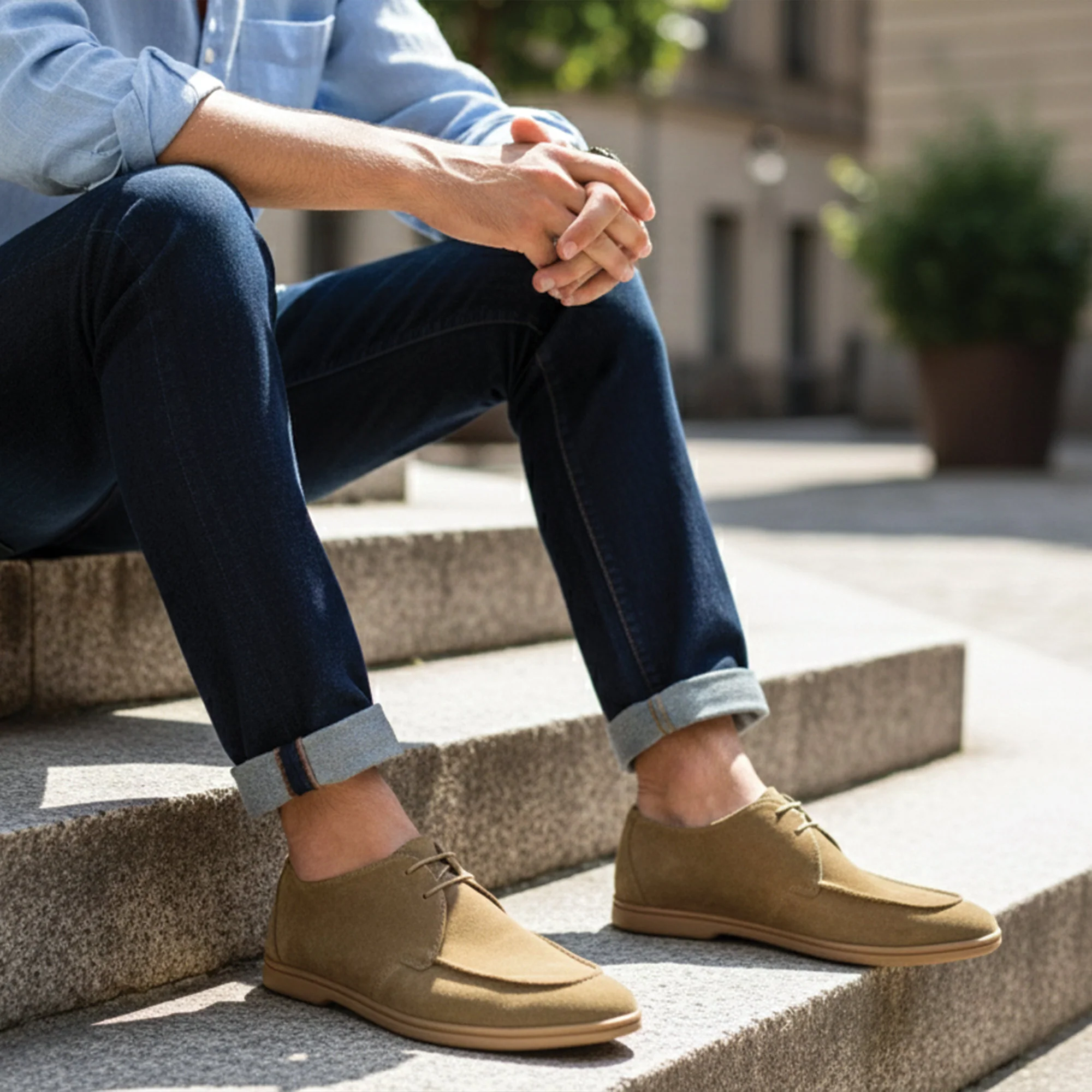 BEIGE SUEDE LACE UP SHOES - Image 6