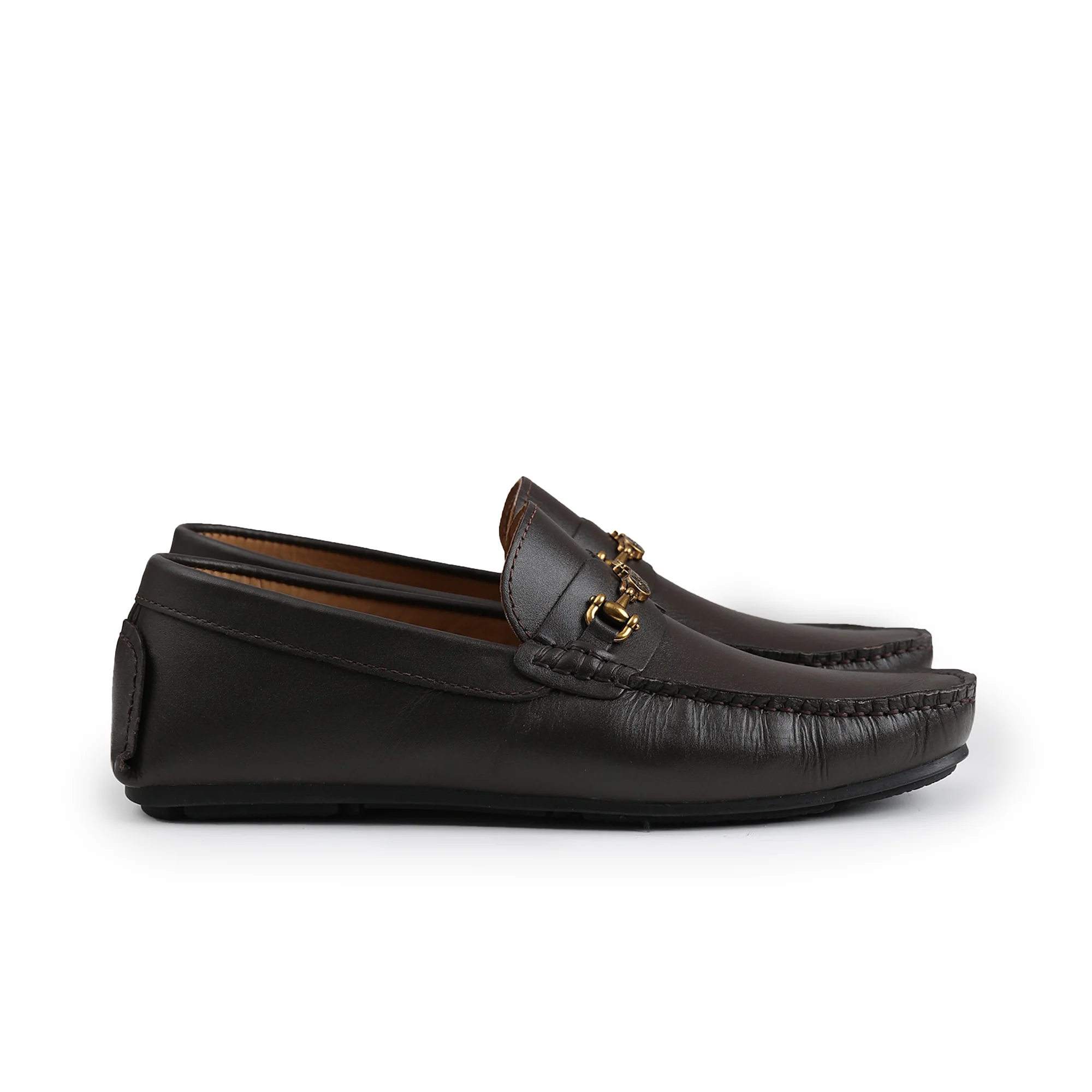 BROWN LEATHER BUCKLE MOCCASIN - Image 2
