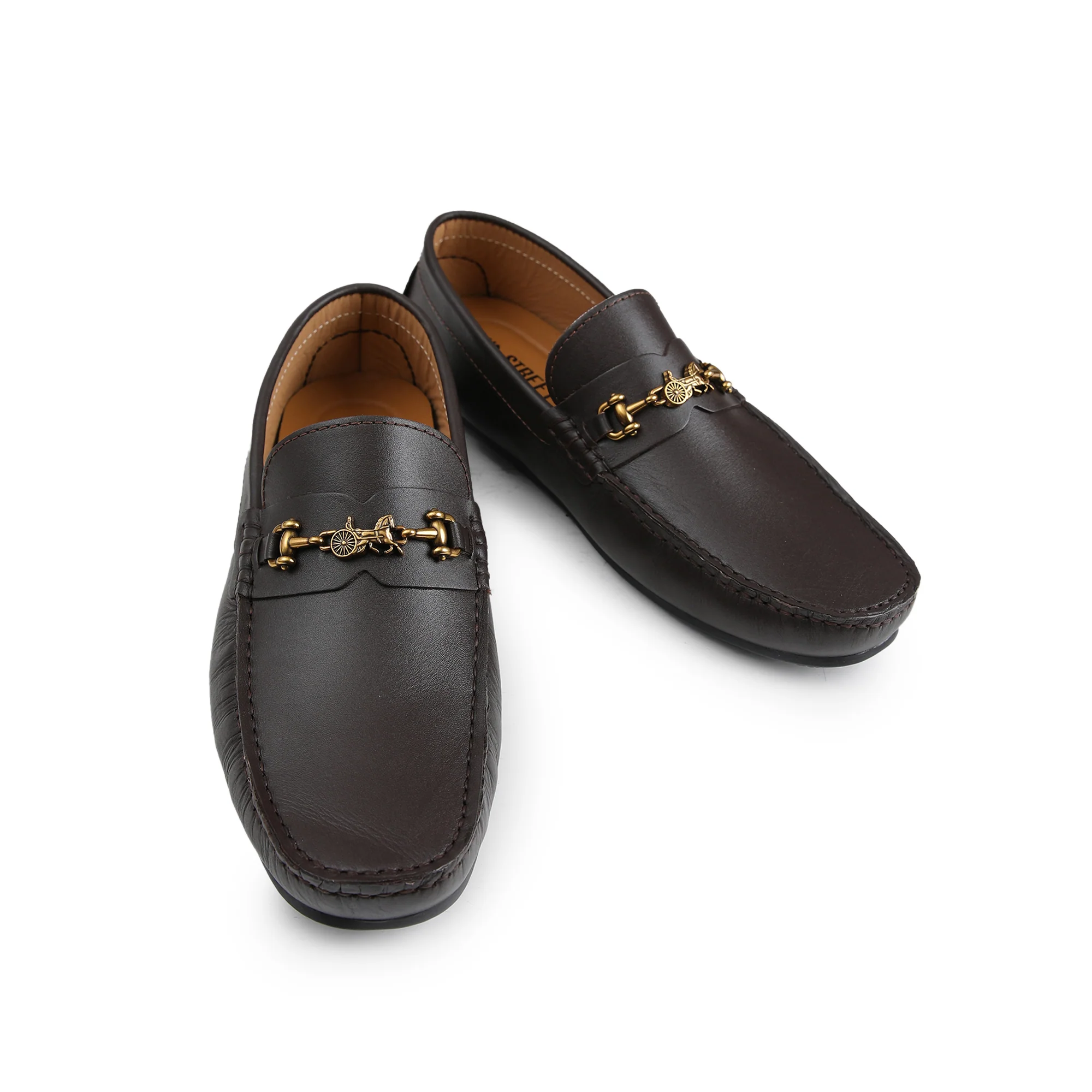 BROWN LEATHER BUCKLE MOCCASIN - Image 3