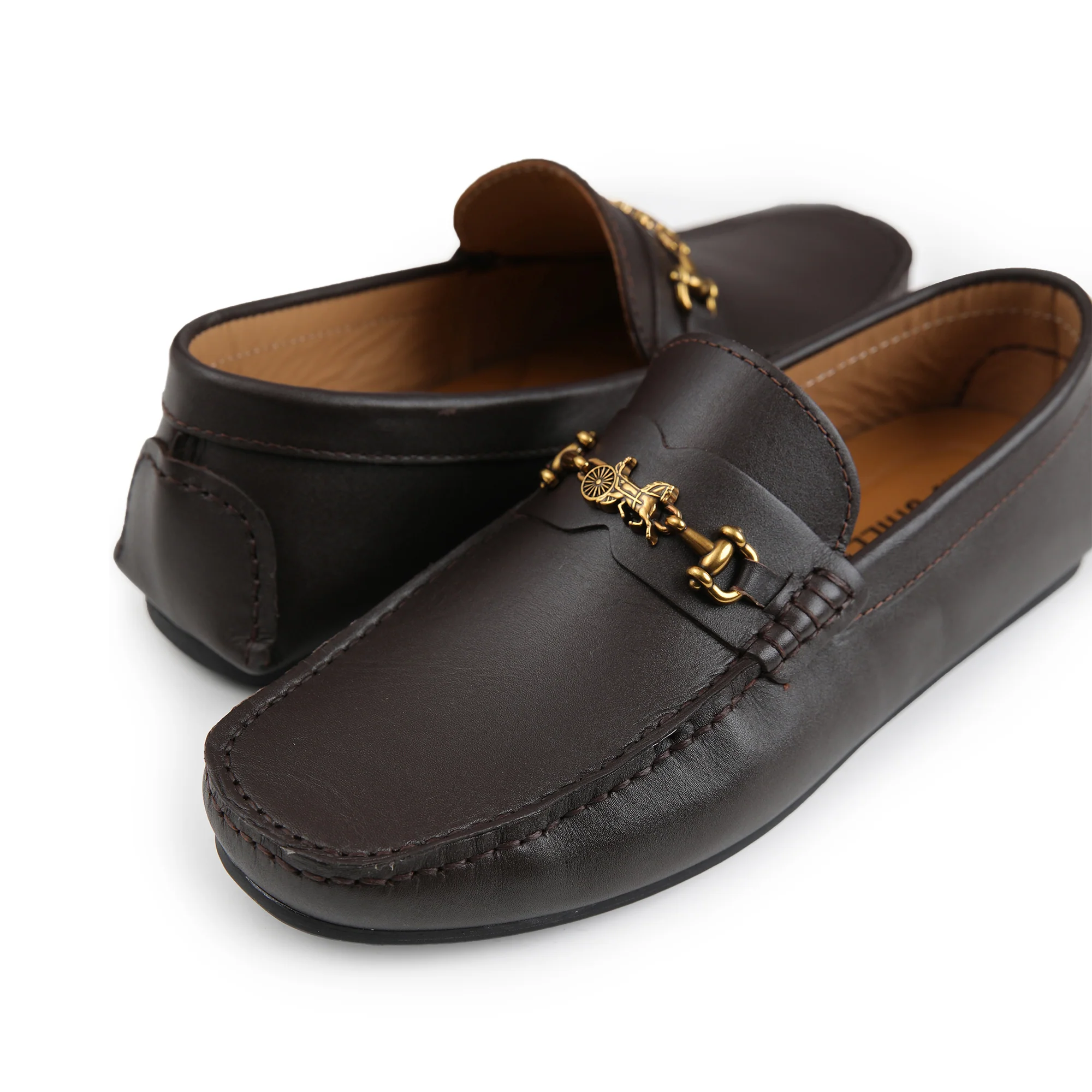 BROWN LEATHER BUCKLE MOCCASIN - Image 5