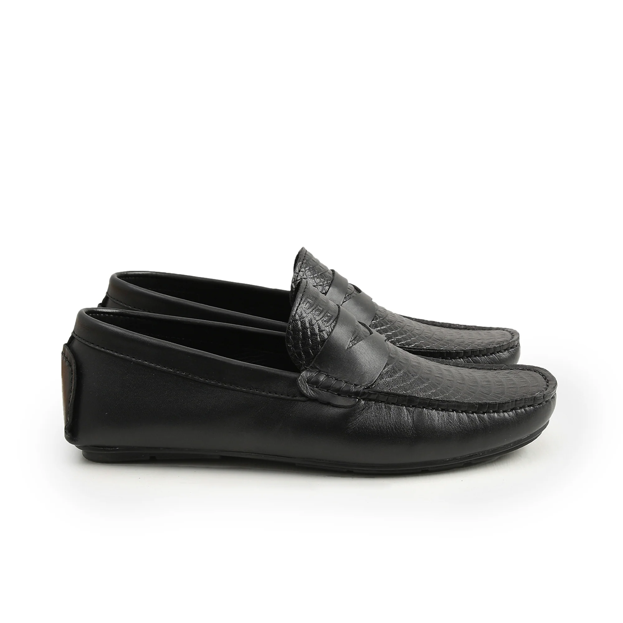 BLACK TEXTURED COMFY MOCCASIN - Image 3