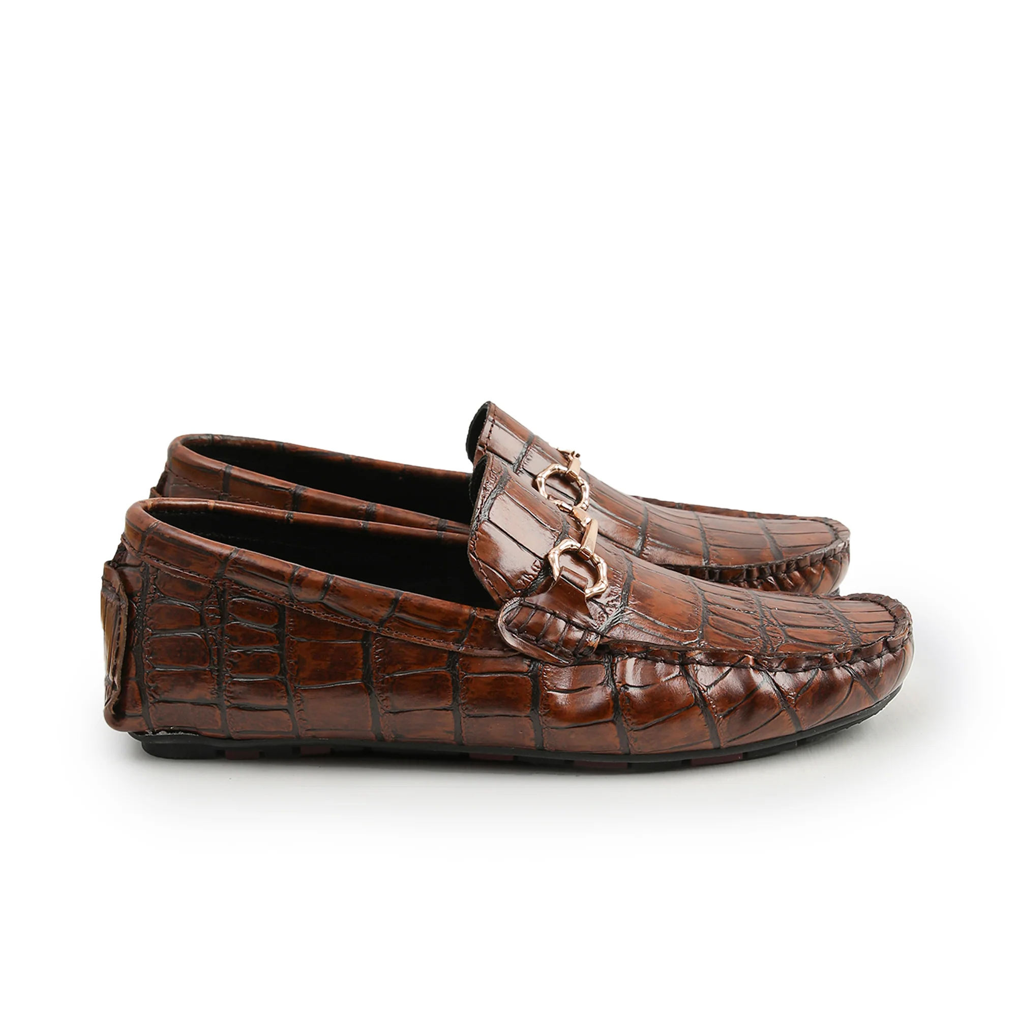 BROWN TEXTURED LEATHER SHOES - Image 3