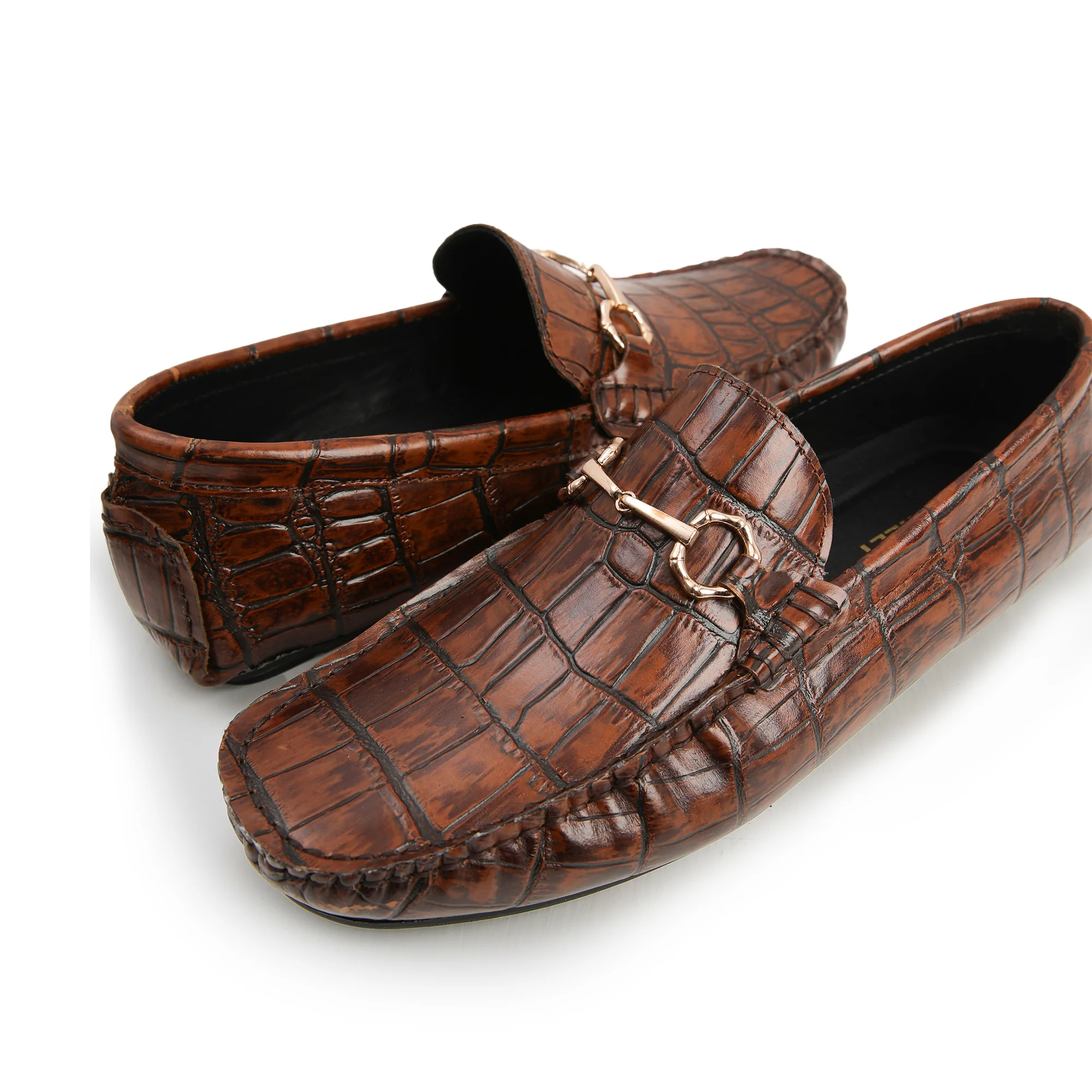 BROWN TEXTURED LEATHER SHOES - Image 4