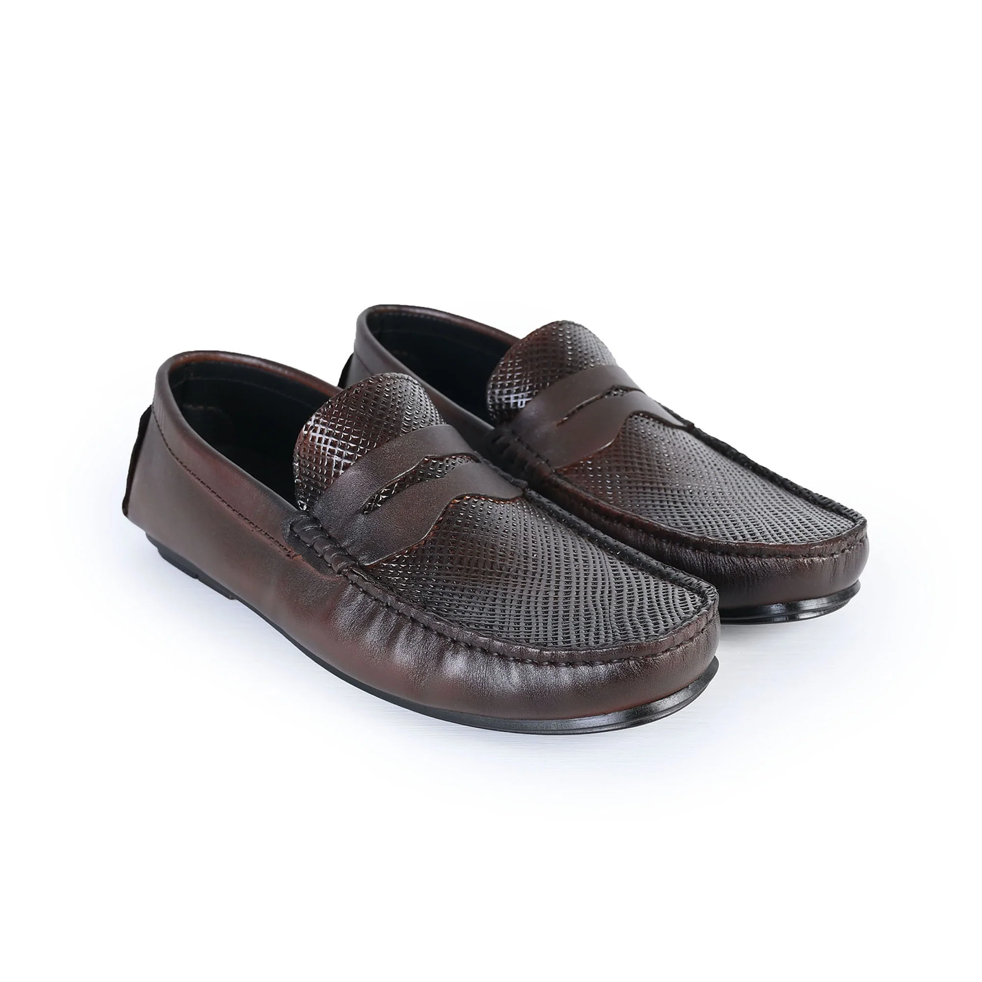 BROWN TEXTURED LEATHER SHOES