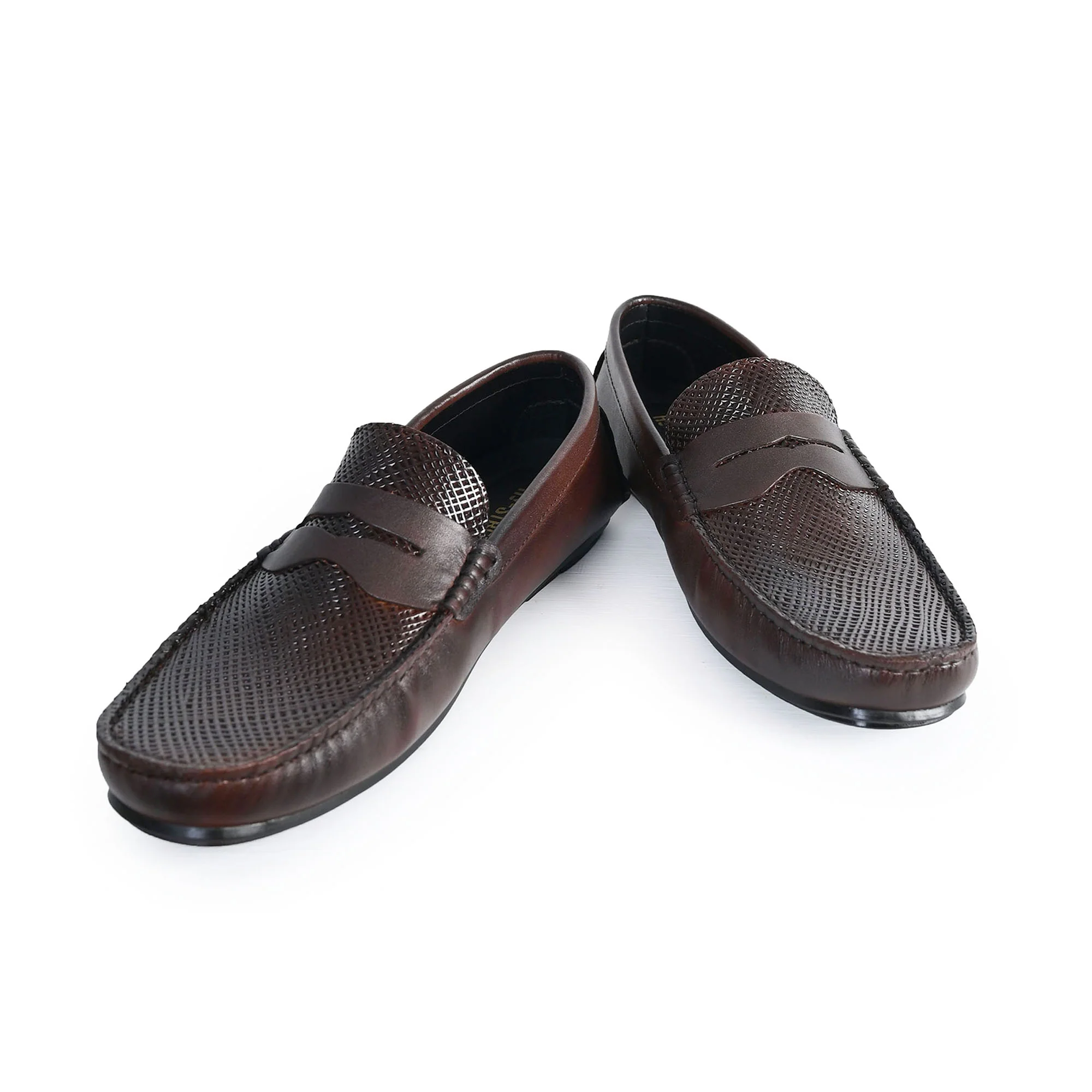 BROWN TEXTURED LEATHER SHOES - Image 4