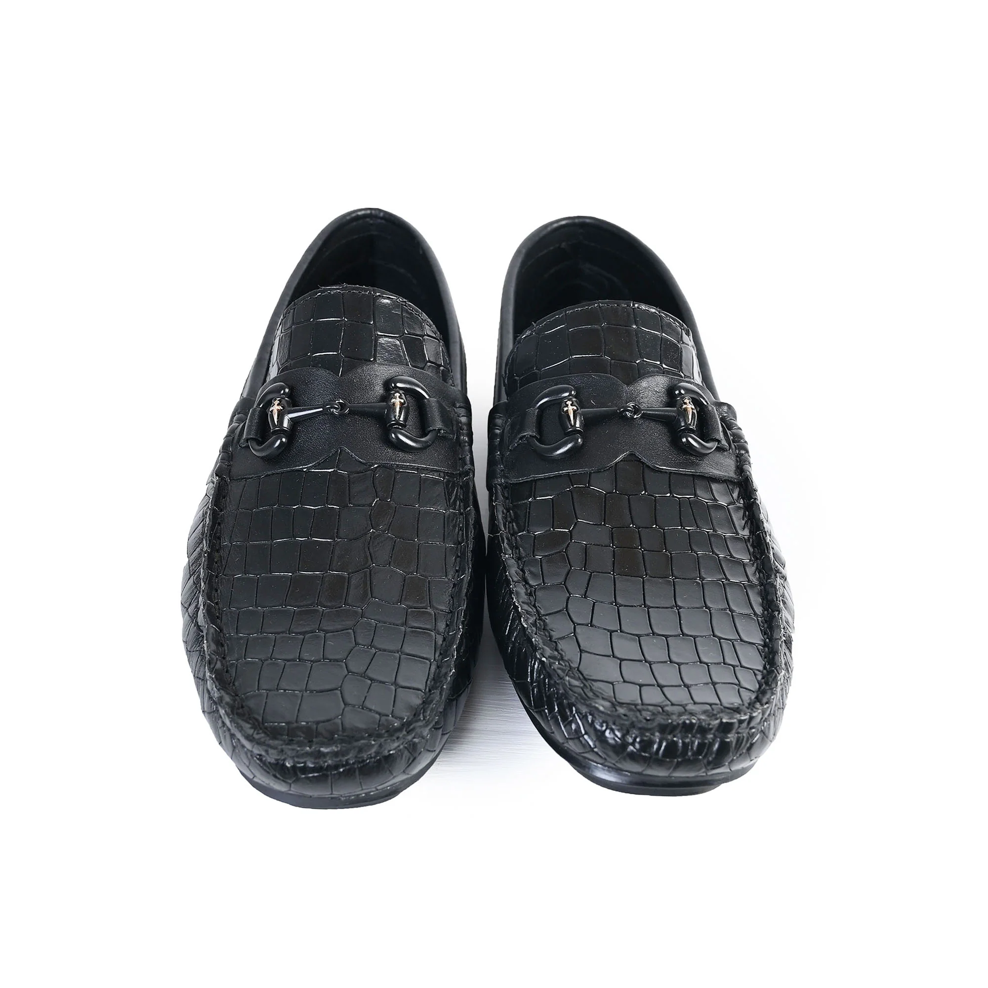 BLACK EMBOSSED LEATHER SHOES - Image 2