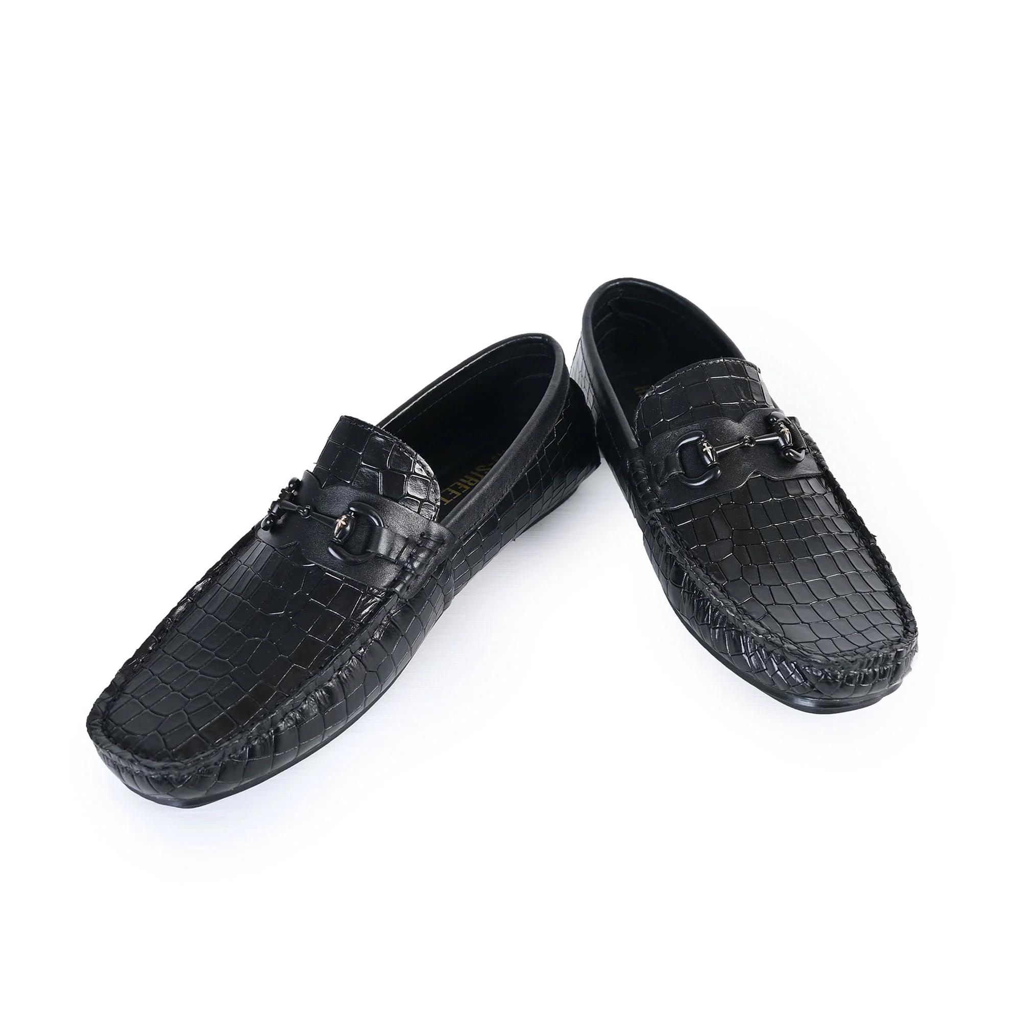 BLACK EMBOSSED LEATHER SHOES - Image 4
