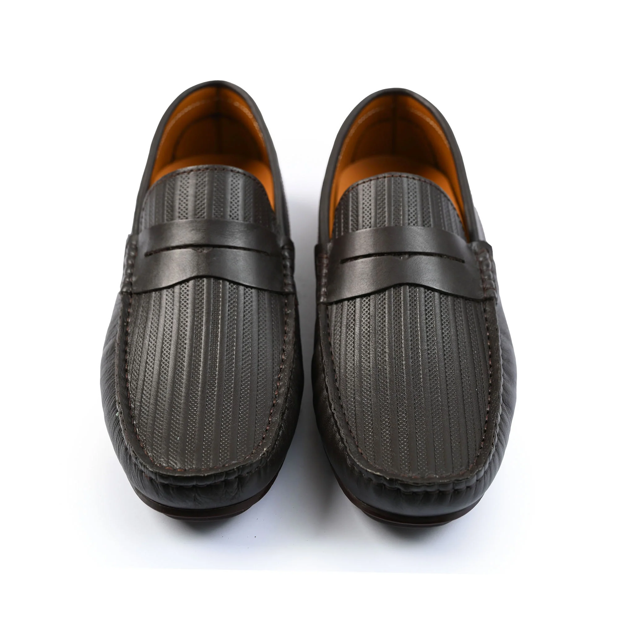 COFFEE TEXTURED LEATHER MOCCASIN - Image 2