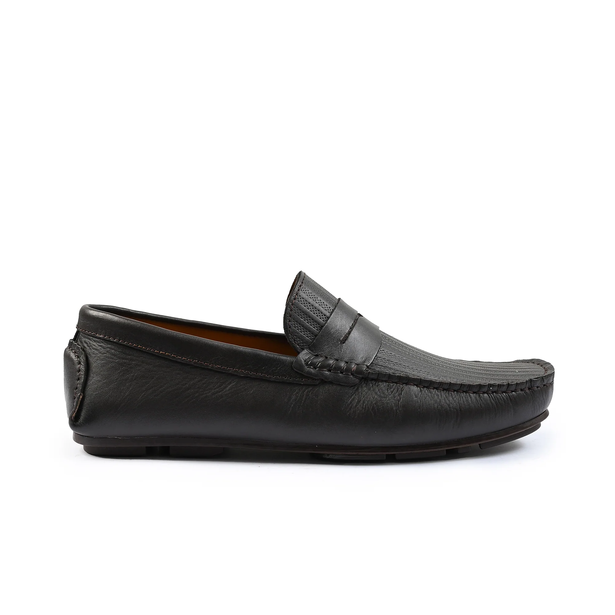 COFFEE TEXTURED LEATHER MOCCASIN - Image 3