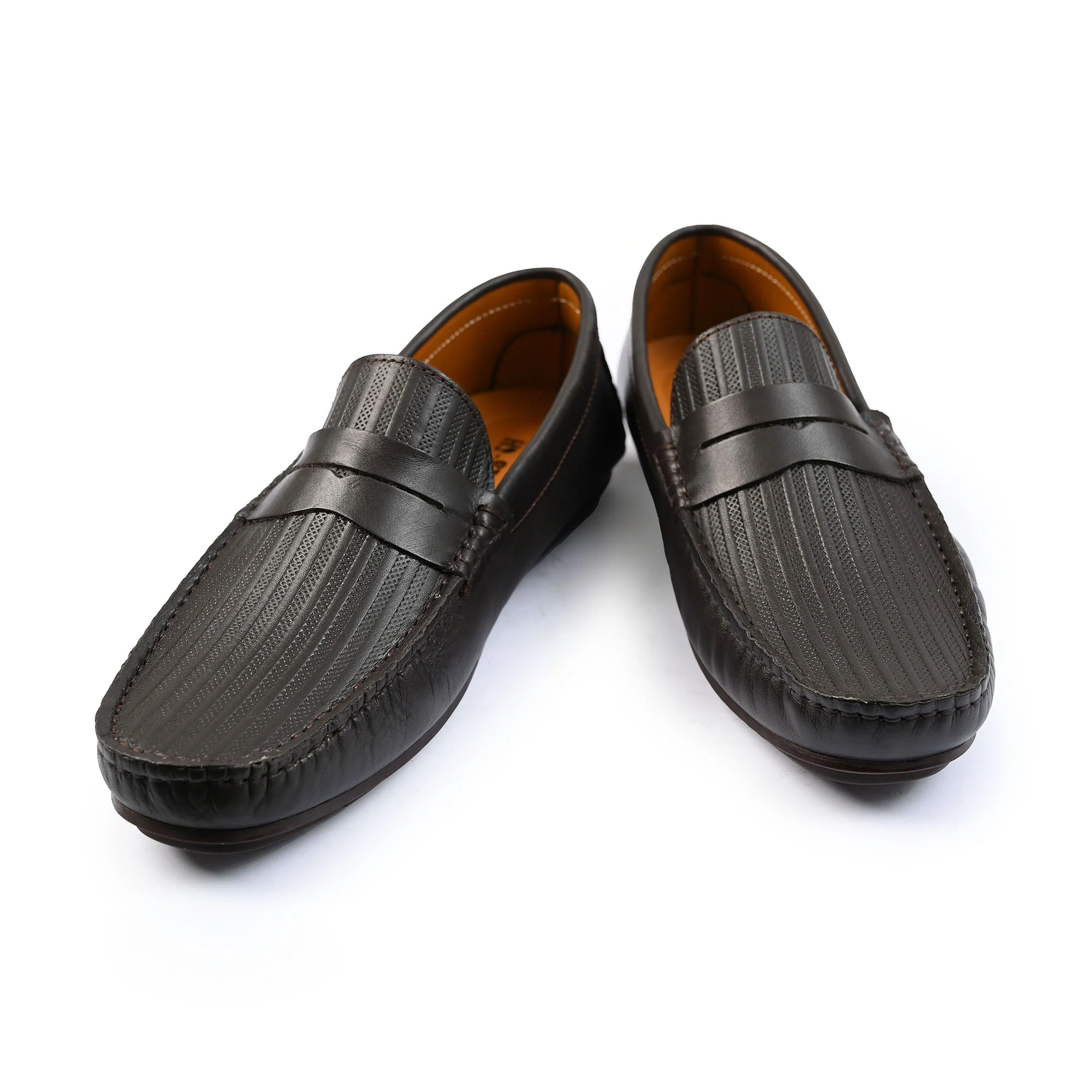 COFFEE TEXTURED LEATHER MOCCASIN - Image 5