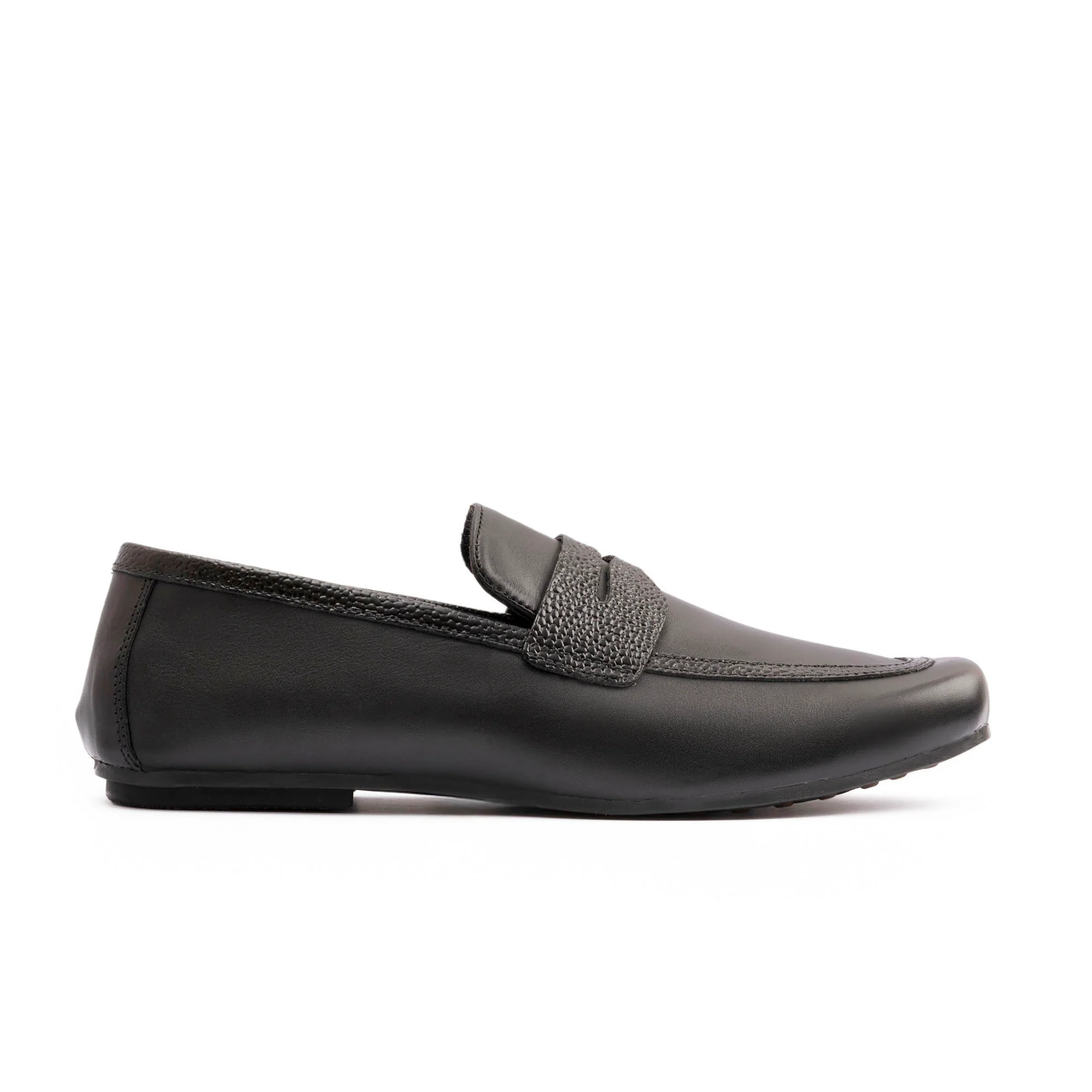 BLACK ANILINE LEATHER MOCCASIN - Image 3