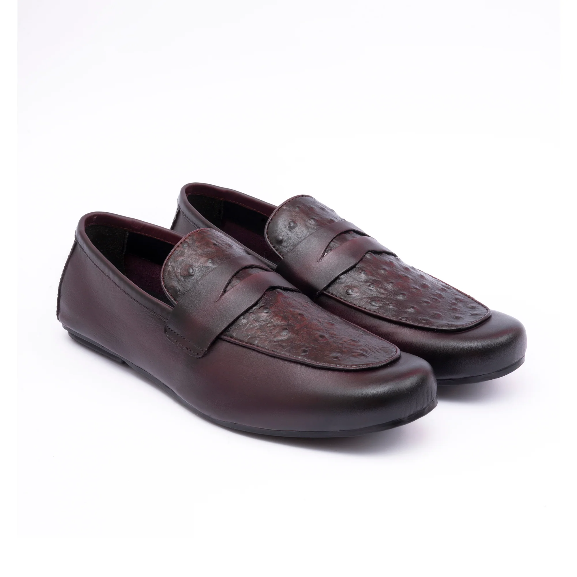 OSTRICH LEATHER TEXTURED MOCCASIN