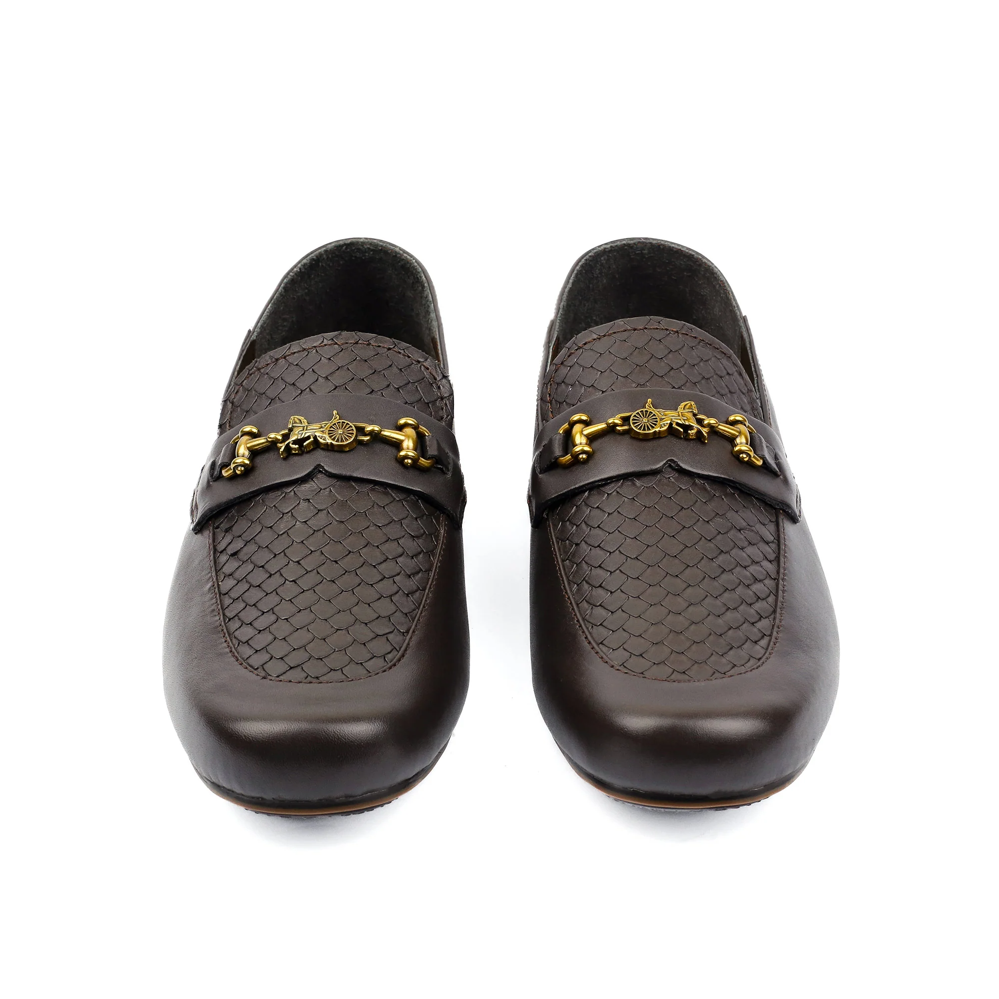 BROWN TEXTURED LEATHER MOCCASIN - Image 3