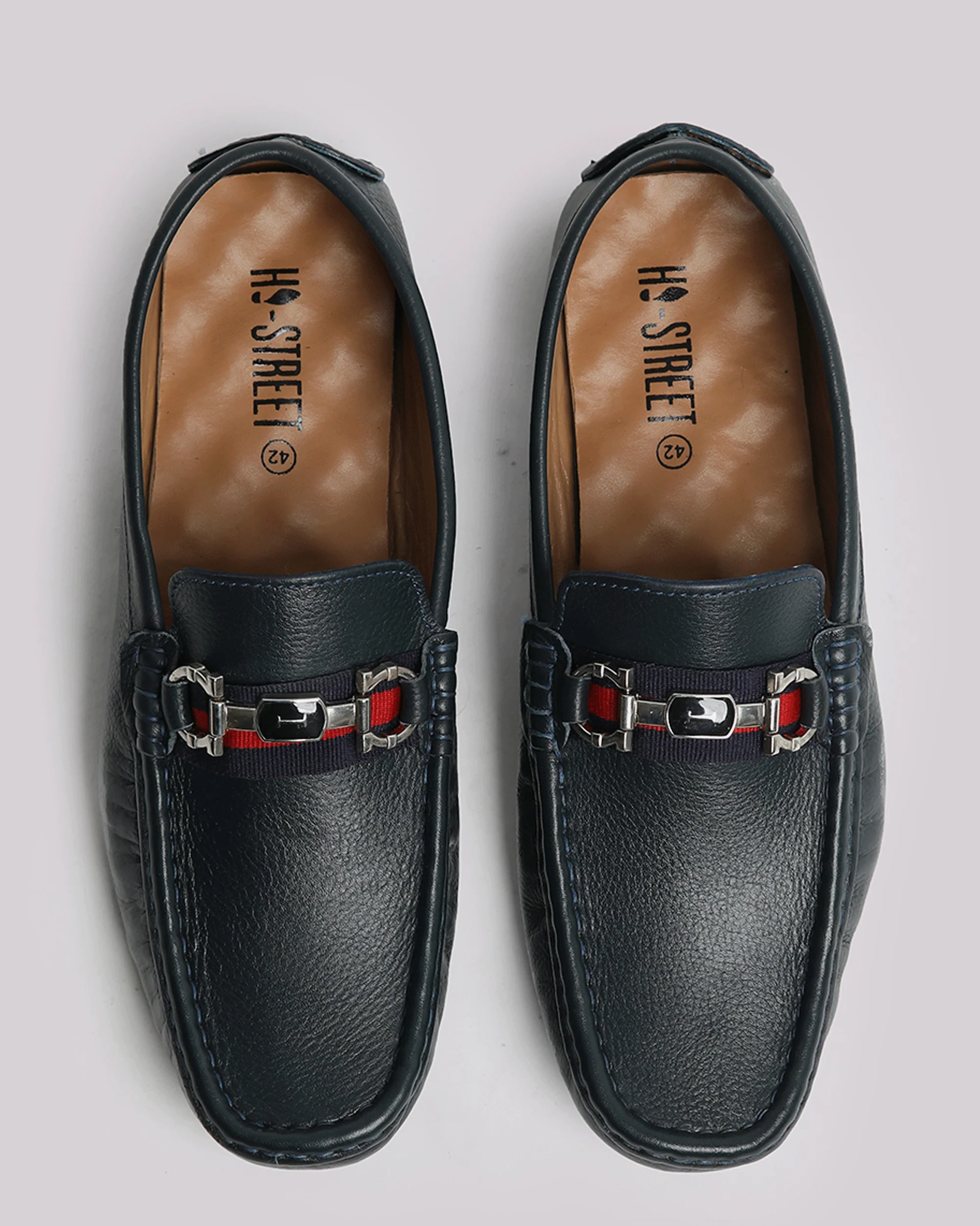 Navy Soft Leather Moccasin - Image 3