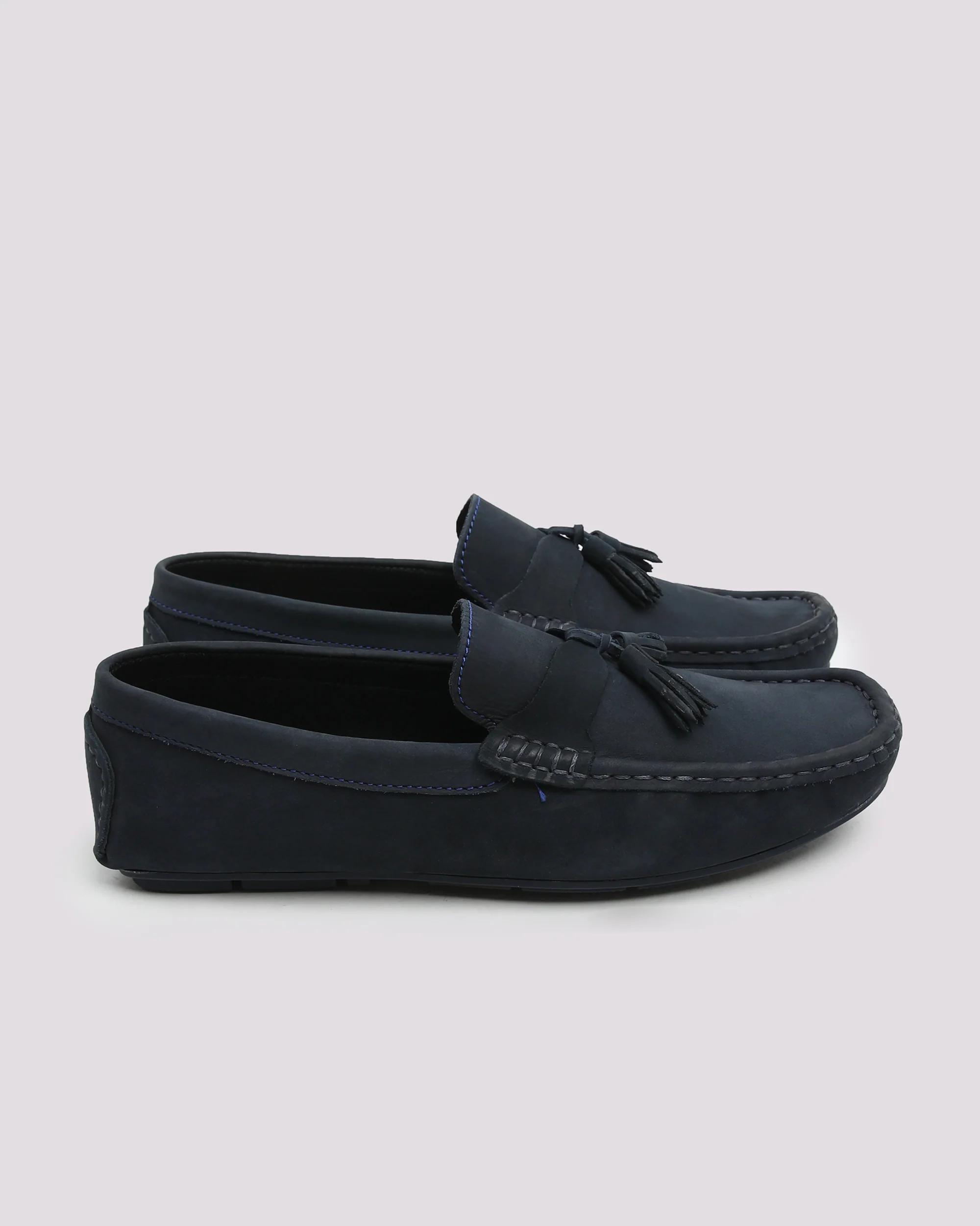 Navy Suede Loafer With Tassel - Image 2