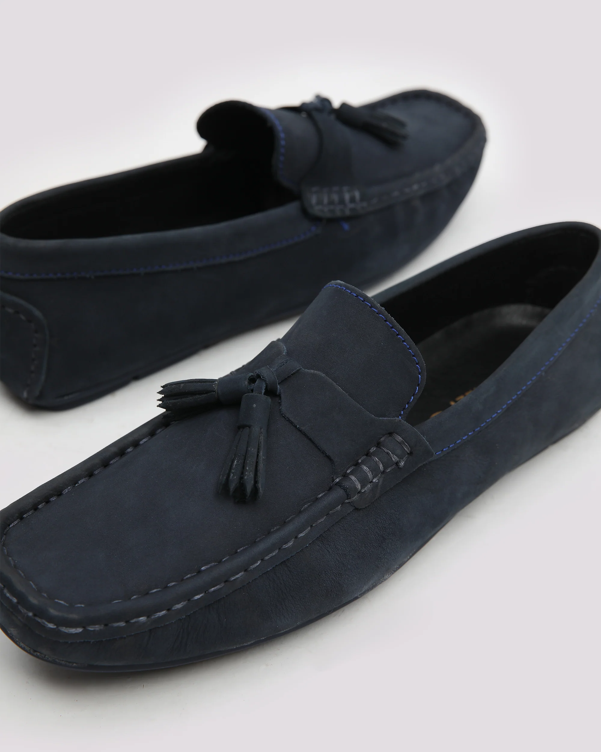 Navy Suede Loafer With Tassel - Image 4