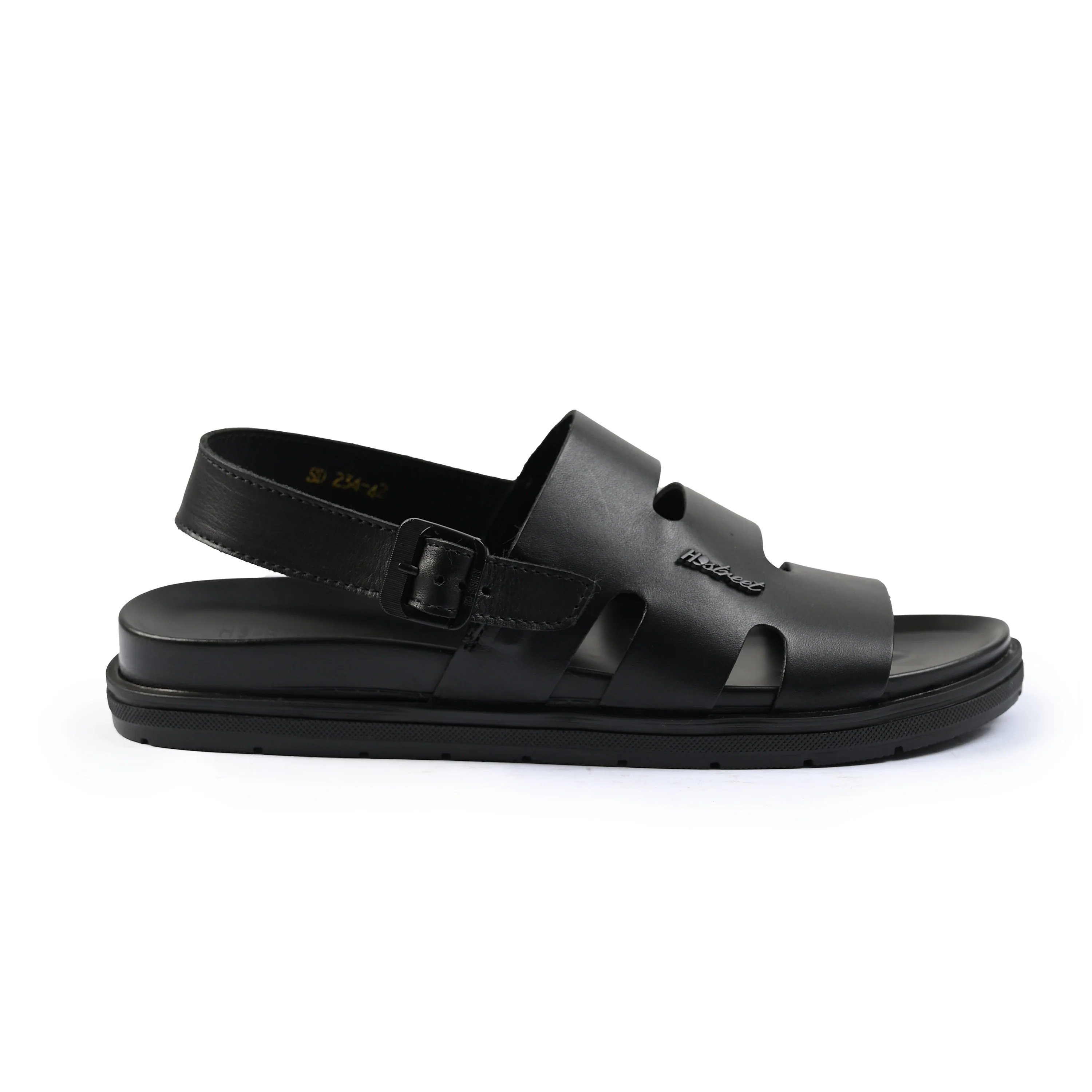 BLACK ANILINE LEATHER SANDAL - Image 3