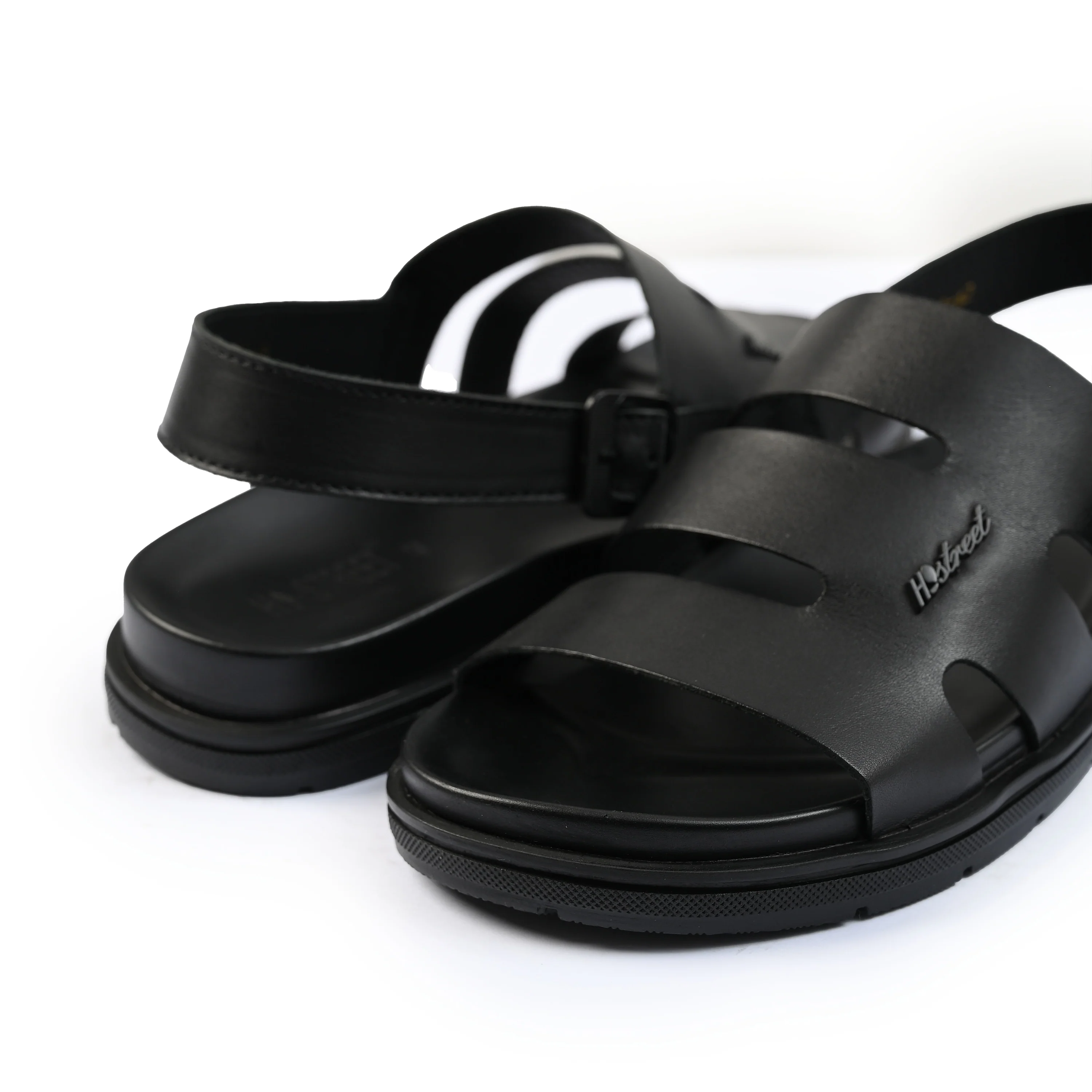 BLACK ANILINE LEATHER SANDAL - Image 4