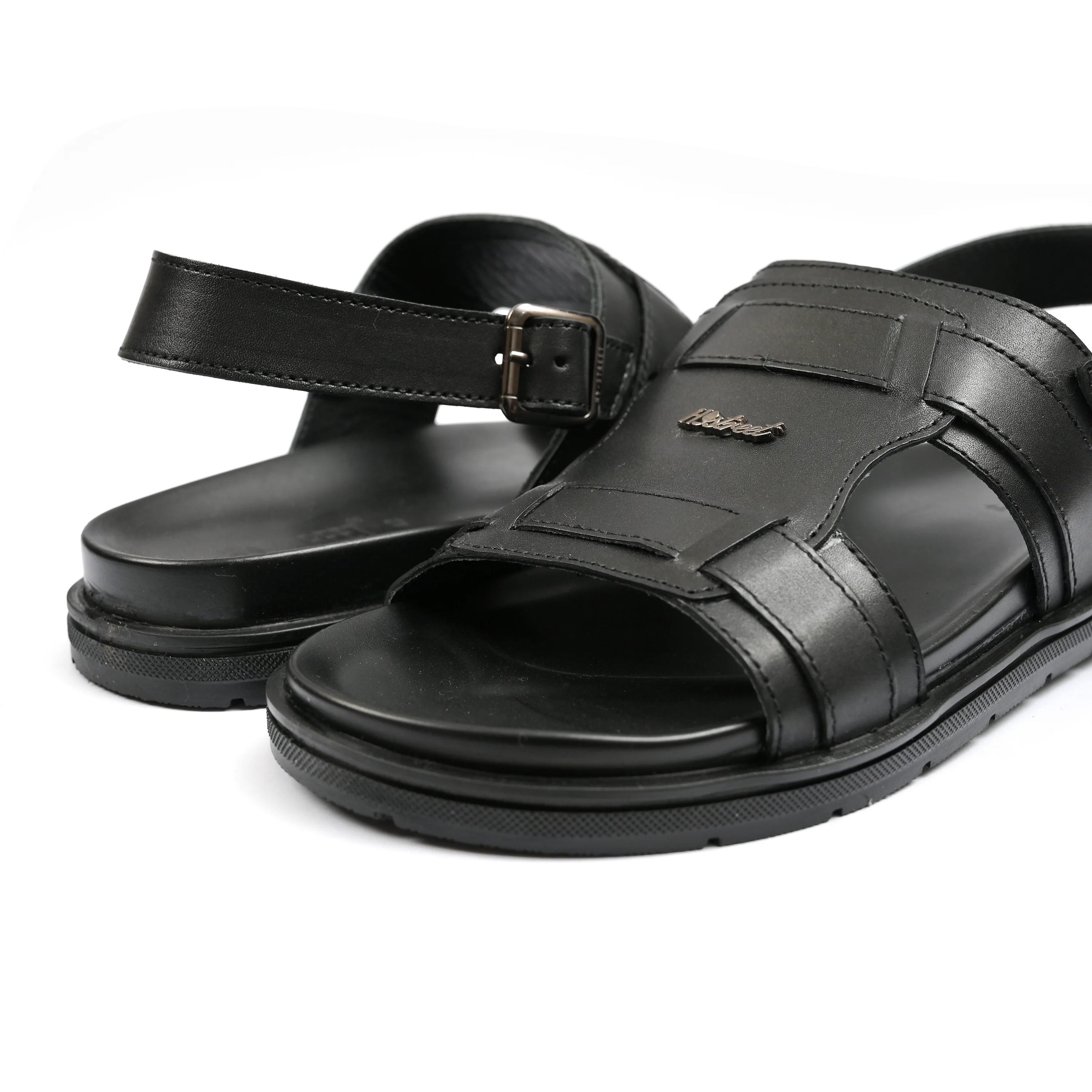 BLACK LEATHER EVA SANDAL - Image 5