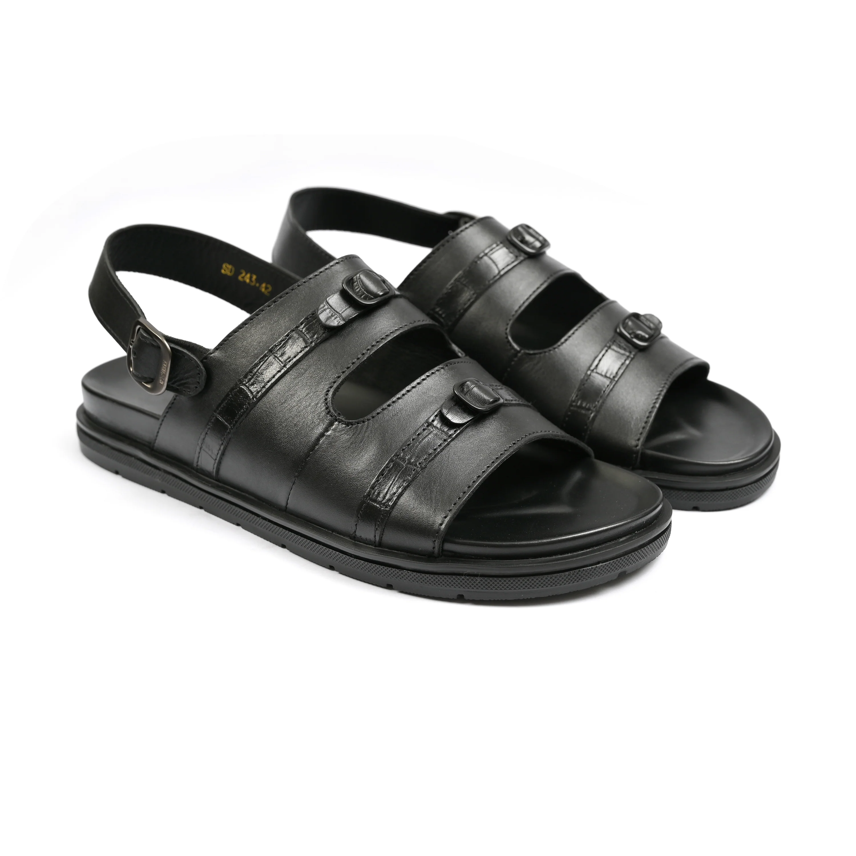 BLACK LEATHER EVA SANDAL