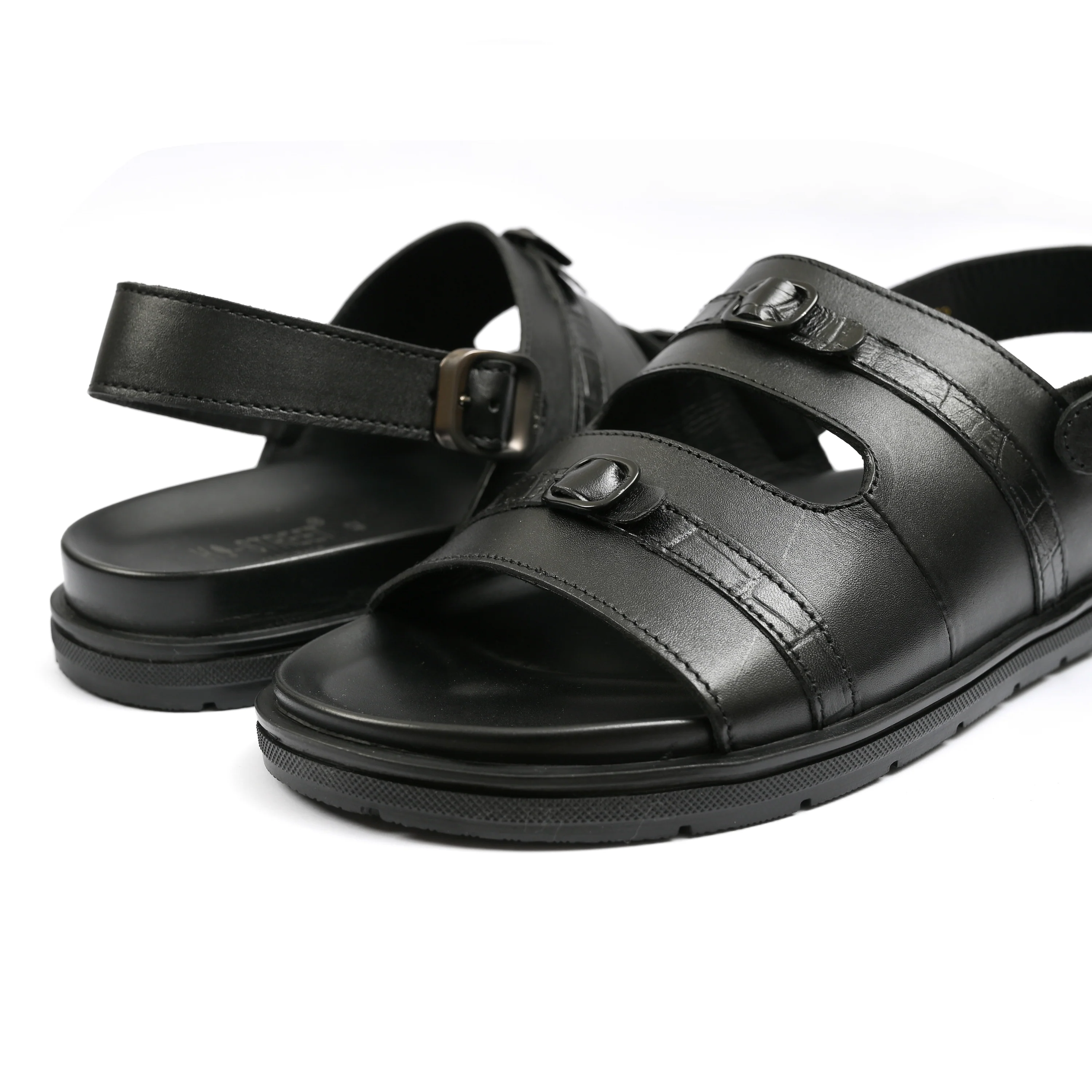BLACK LEATHER EVA SANDAL - Image 4