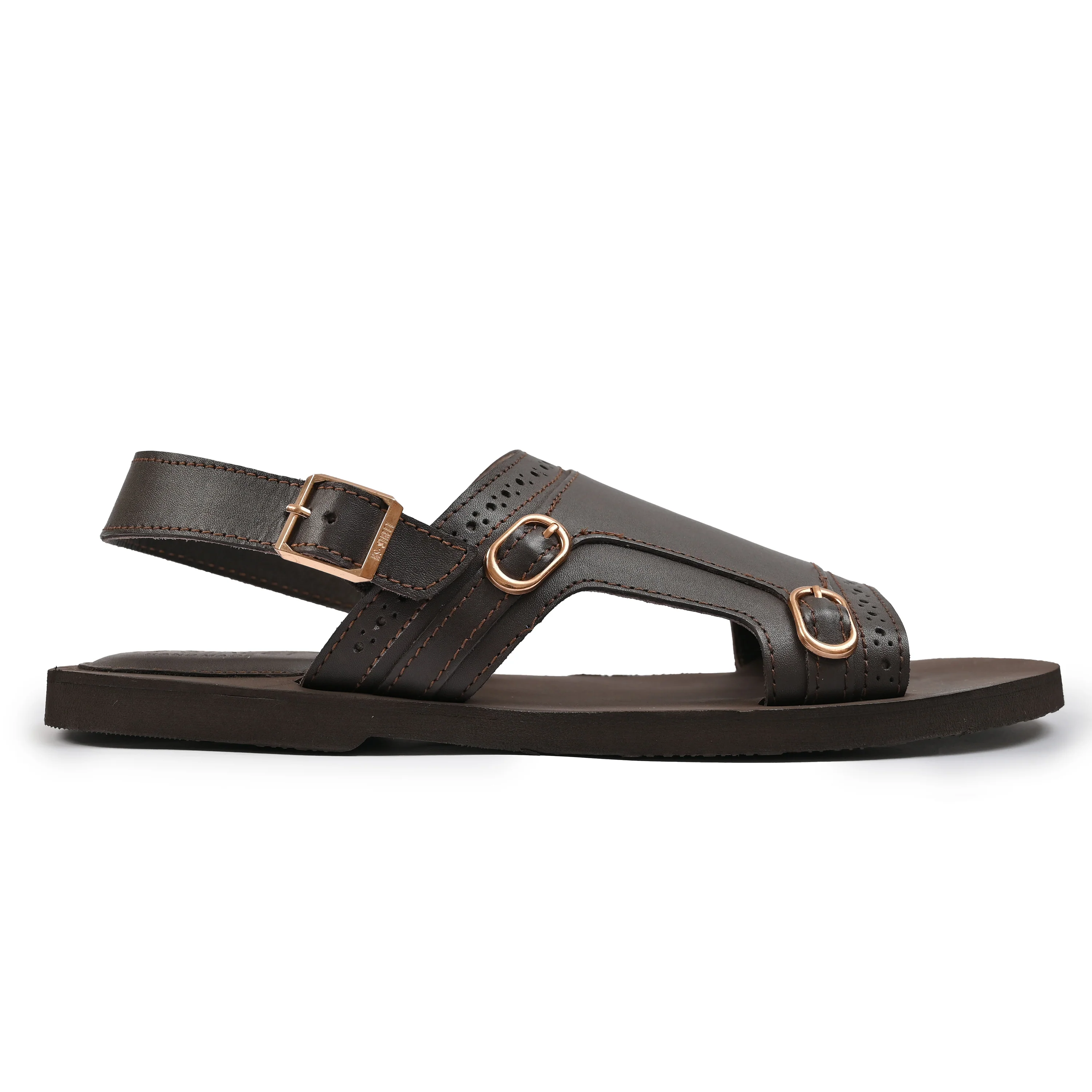 DOUBLE BUCKLE LEATHER SANDAL - Image 3