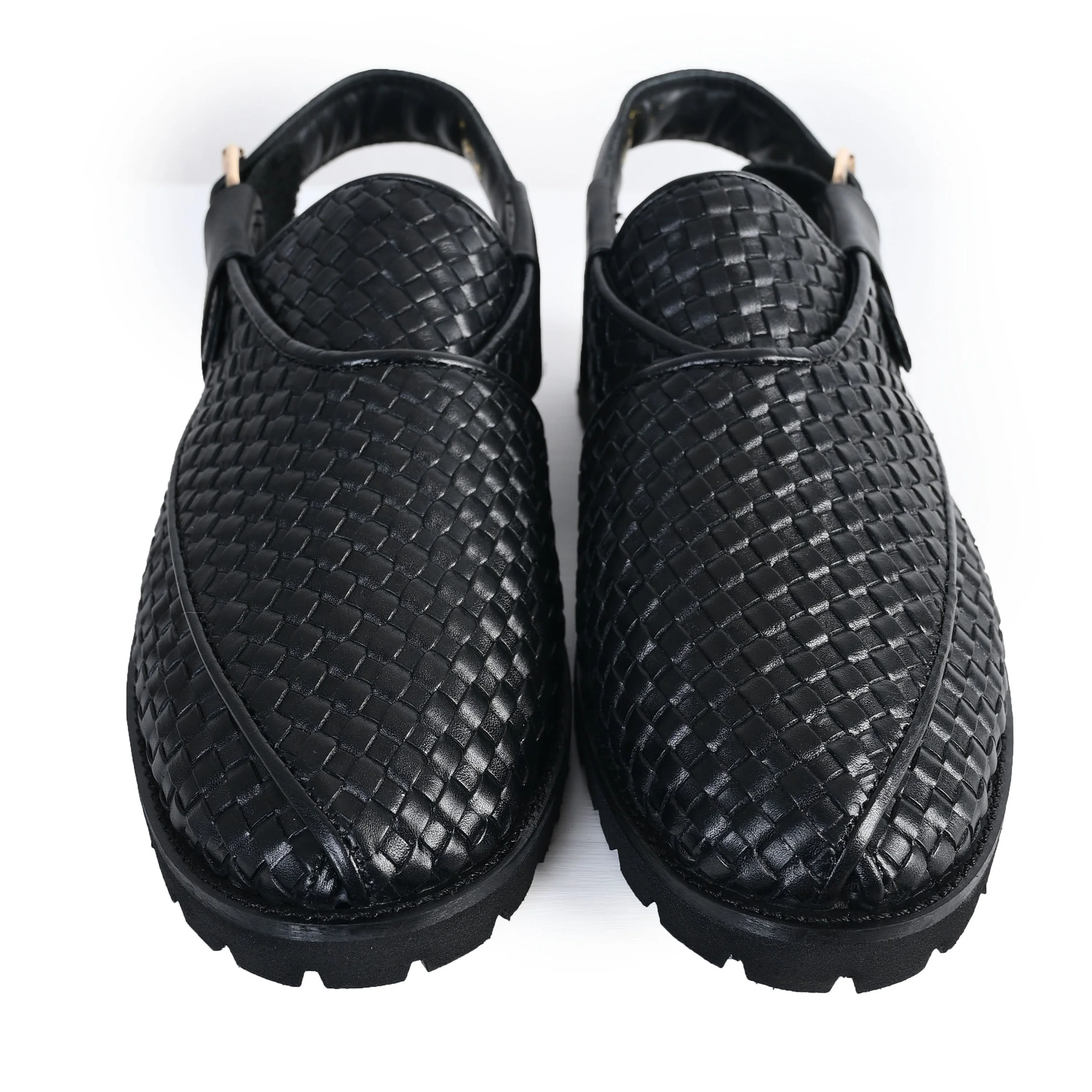 BLACK BRAIDED LEATHER SANDAL - Image 2