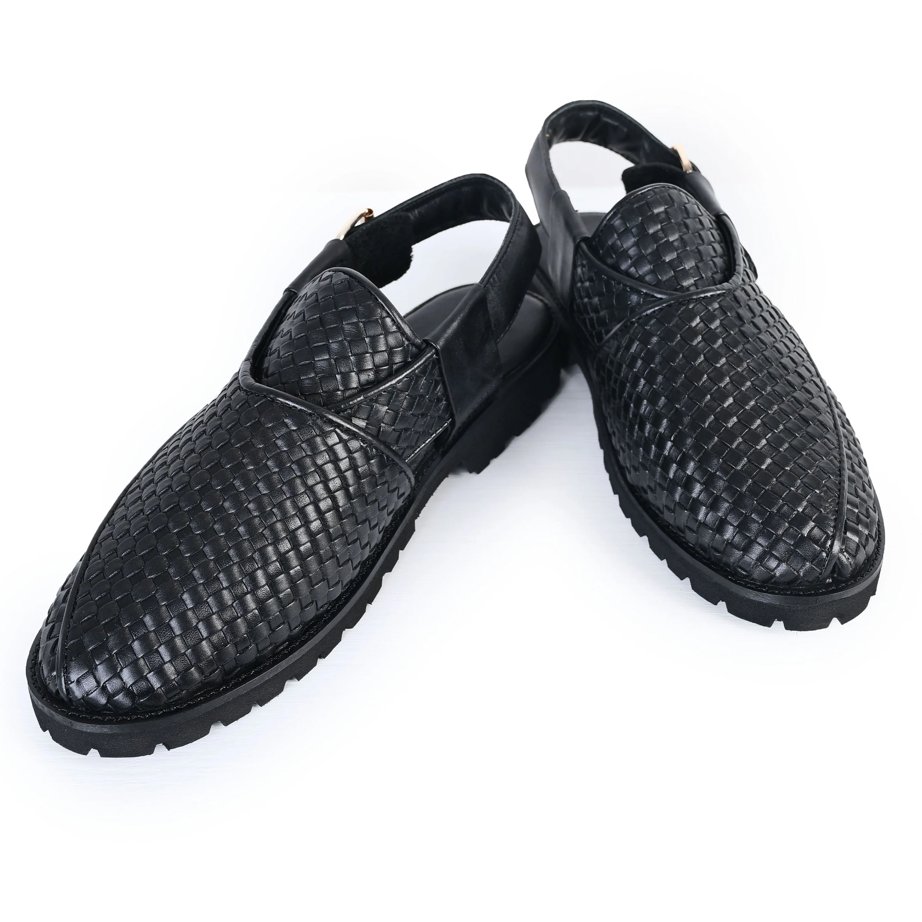 BLACK BRAIDED LEATHER SANDAL - Image 3